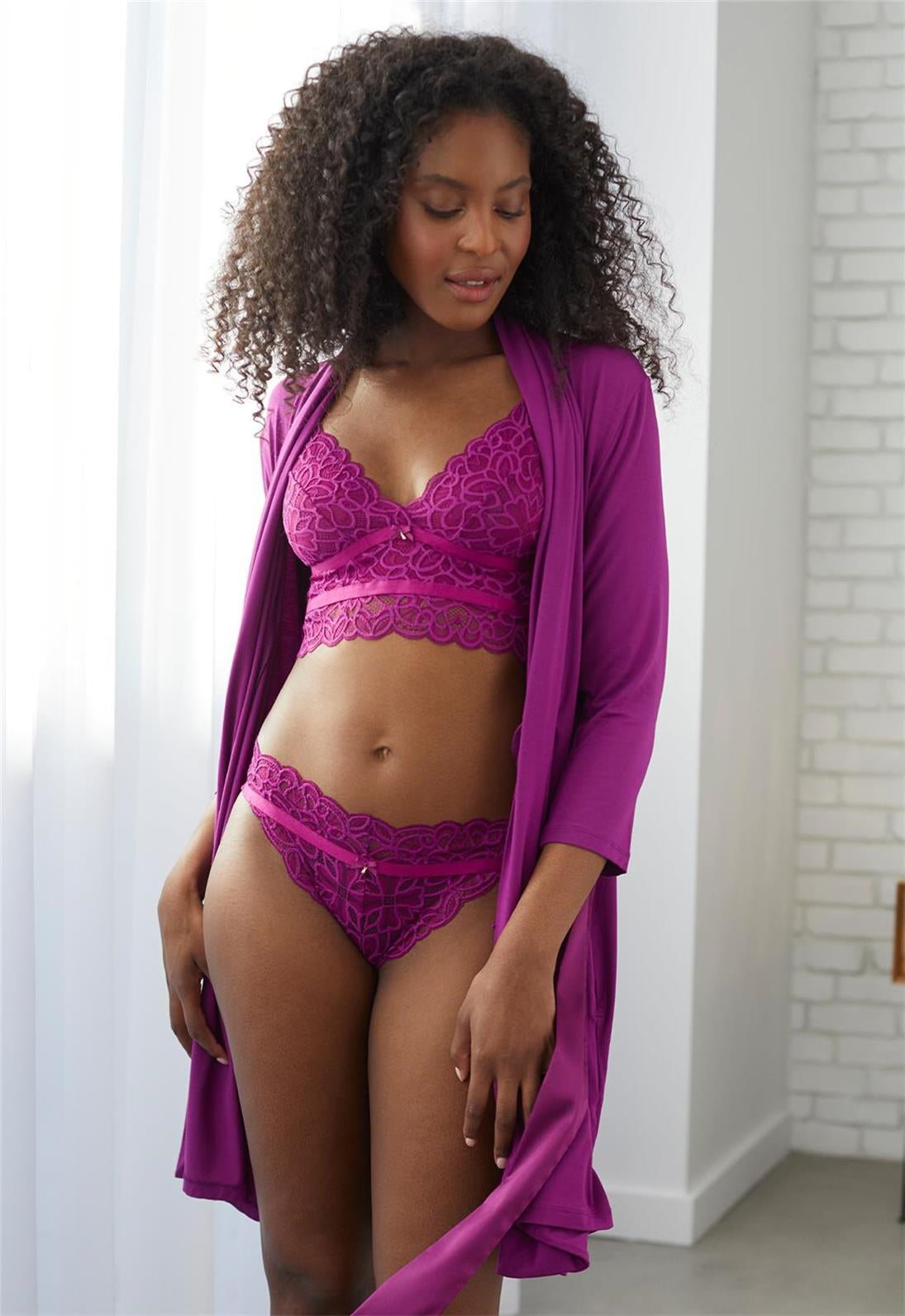 Seamless Longline Bralette & Brazilian Panty Set - Women's Lace Underwear for Comfort & Support | Perfect for Yoga, Lounge & Everyday Wear