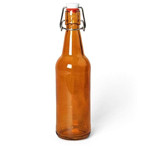 16 oz. Amber Glass Grolsch Beer Bottles with Swing Top Lids - 12 Pack Airtight Seal Home Brewing Supplies for Beer, Kombucha, Wine, Homemade Soda - Perfect for Craft Brewing, Fermentation & DIY Beverages