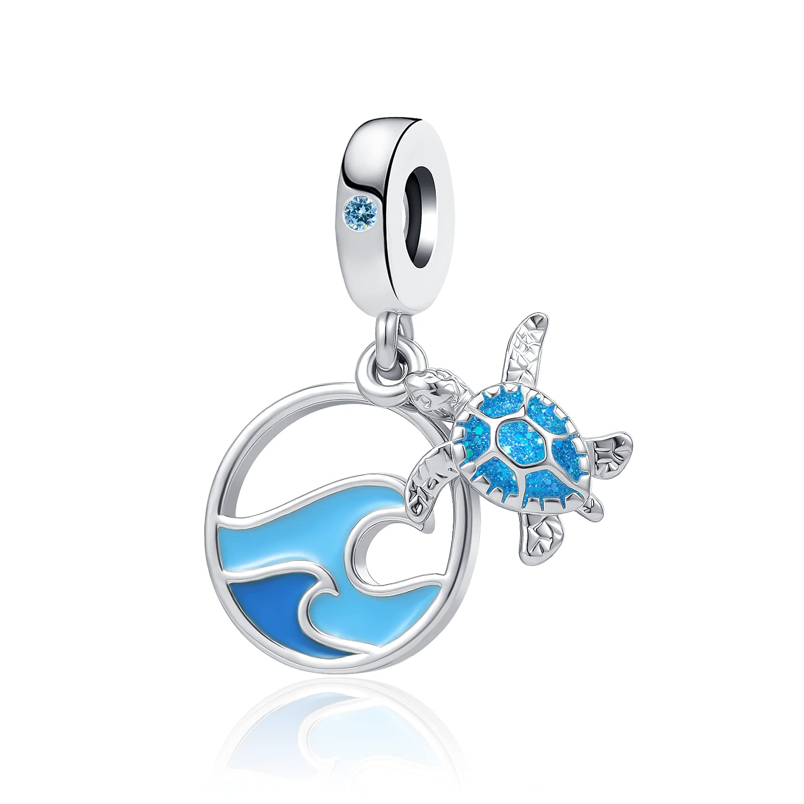 Blue Sea Turtle Charm Bead for Pandora Bracelets - Dangle Jewelry Gift for Women, Girlfriend, Mom, Sister, Wife - Perfect for Beach Party, Birthday & Anniversary Gifts