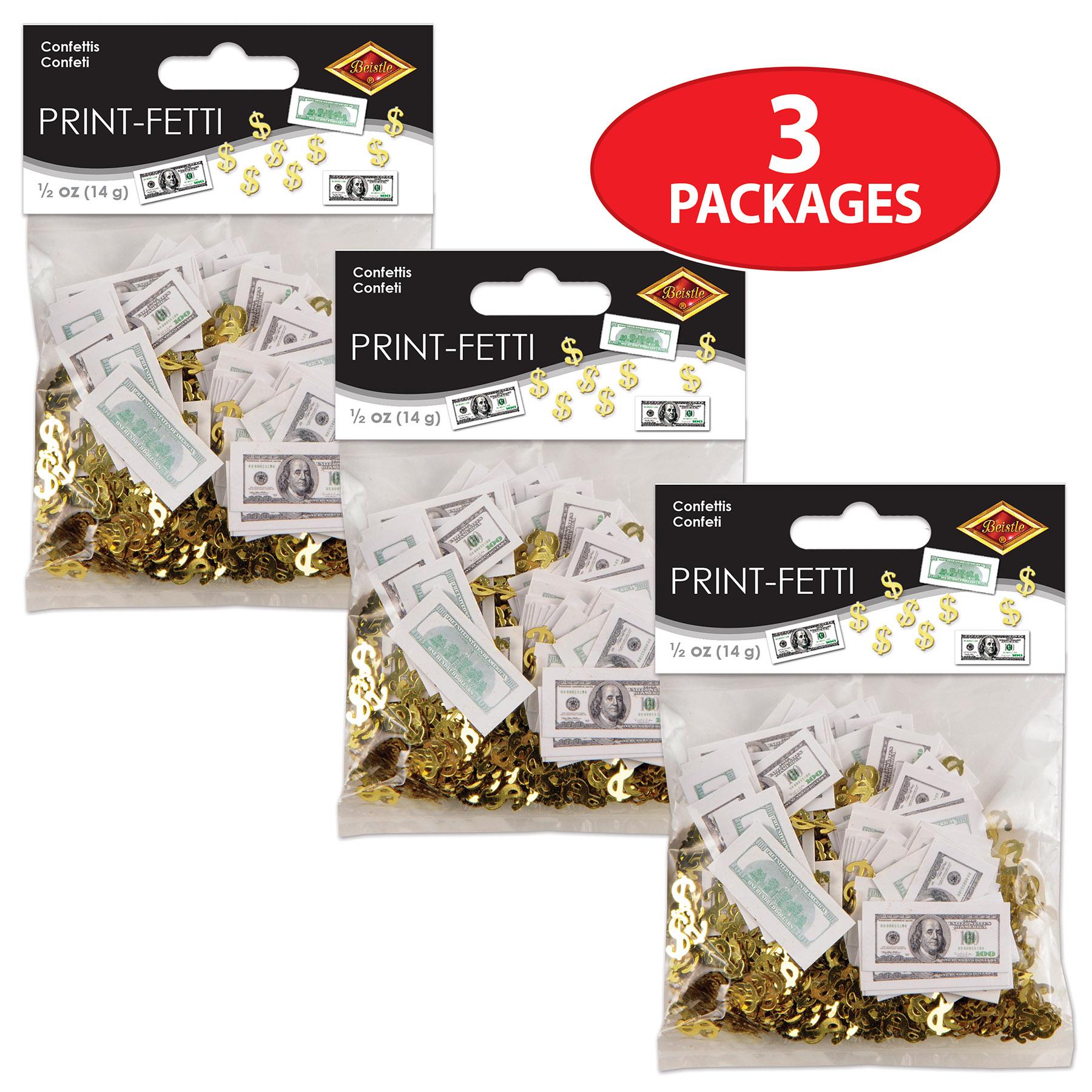 12 Pack Beistle Big Bucks Print Fetti Party Decorations - 0.5 Oz per Package - Perfect for Birthday Parties, Baby Showers, and Celebrations