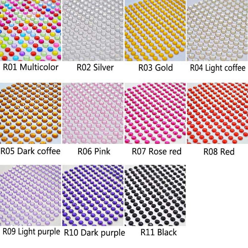 646PCS 6mm Rhinestone Stickers for Scrapbooking, Body & Face Makeup, DIY Crafts - Self-Adhesive Gems & Jewels Decals (Gold R03) - Perfect for Nail Art, Costume Design, and Home Decor