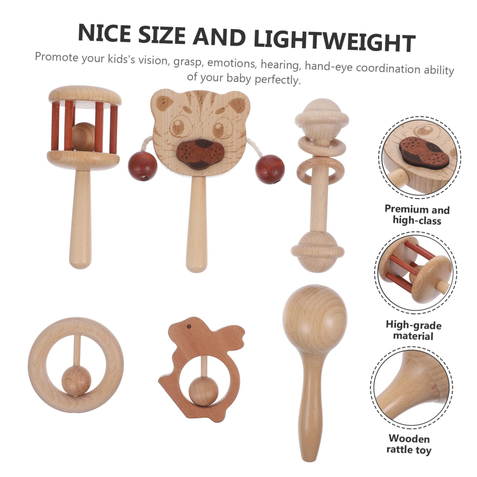VICASKY 3-Piece Wooden Hand Bell Rattle Toy Set - Montessori Sensory Toys for Babies & Toddlers, Educational Puzzle & Calming Musical Instrument for Early Childhood Development (Perfect for Playtime, Classroom Activities & Autism Therapy)