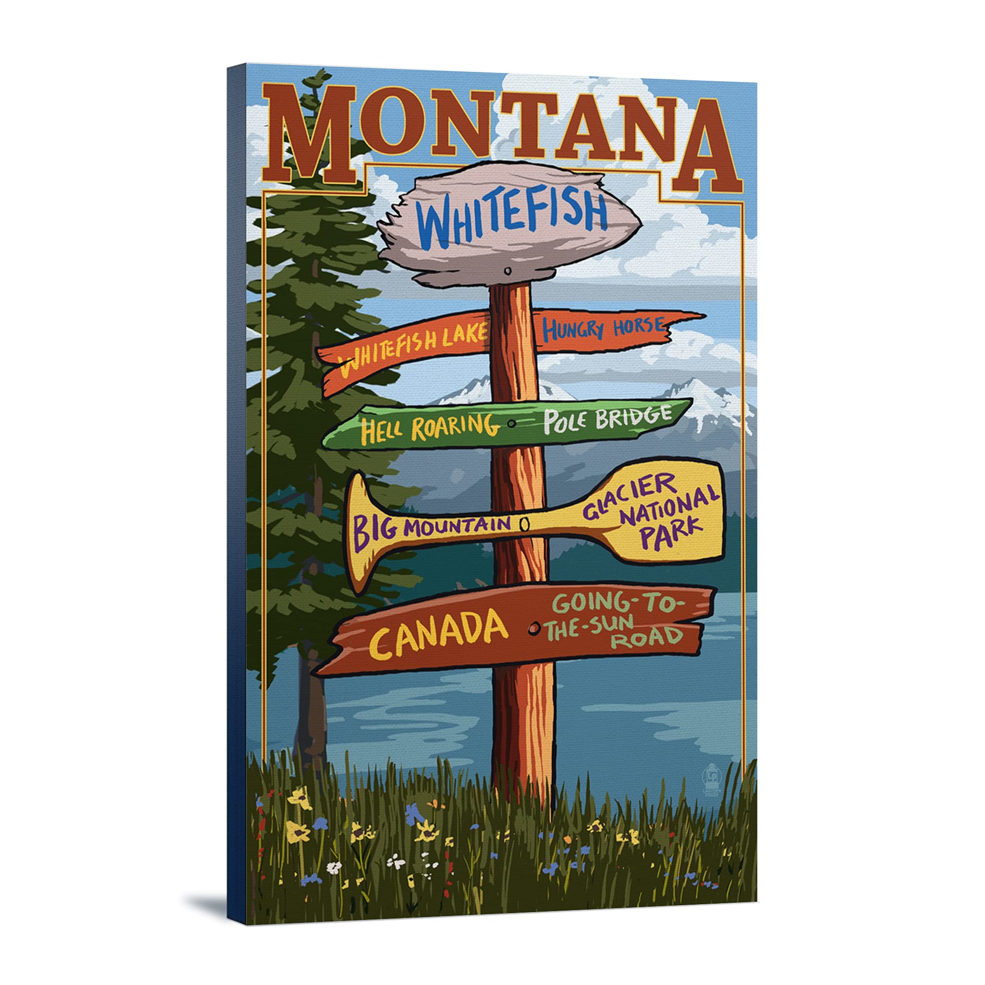 Lantern Press Whitefish Montana Sign Destinations Wall Art - 16x24 Wrapped Canvas Print for Home & Office Decor - Perfect for Living Room, Bedroom or Cabin Style Interior Design