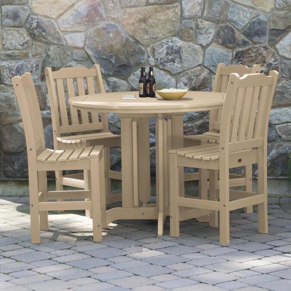 Lehigh 5-Piece Round Counter Height Recycled Plastic Outdoor Dining Set - Patio, Deck, Garden, or Backyard Furniture for Casual Entertaining