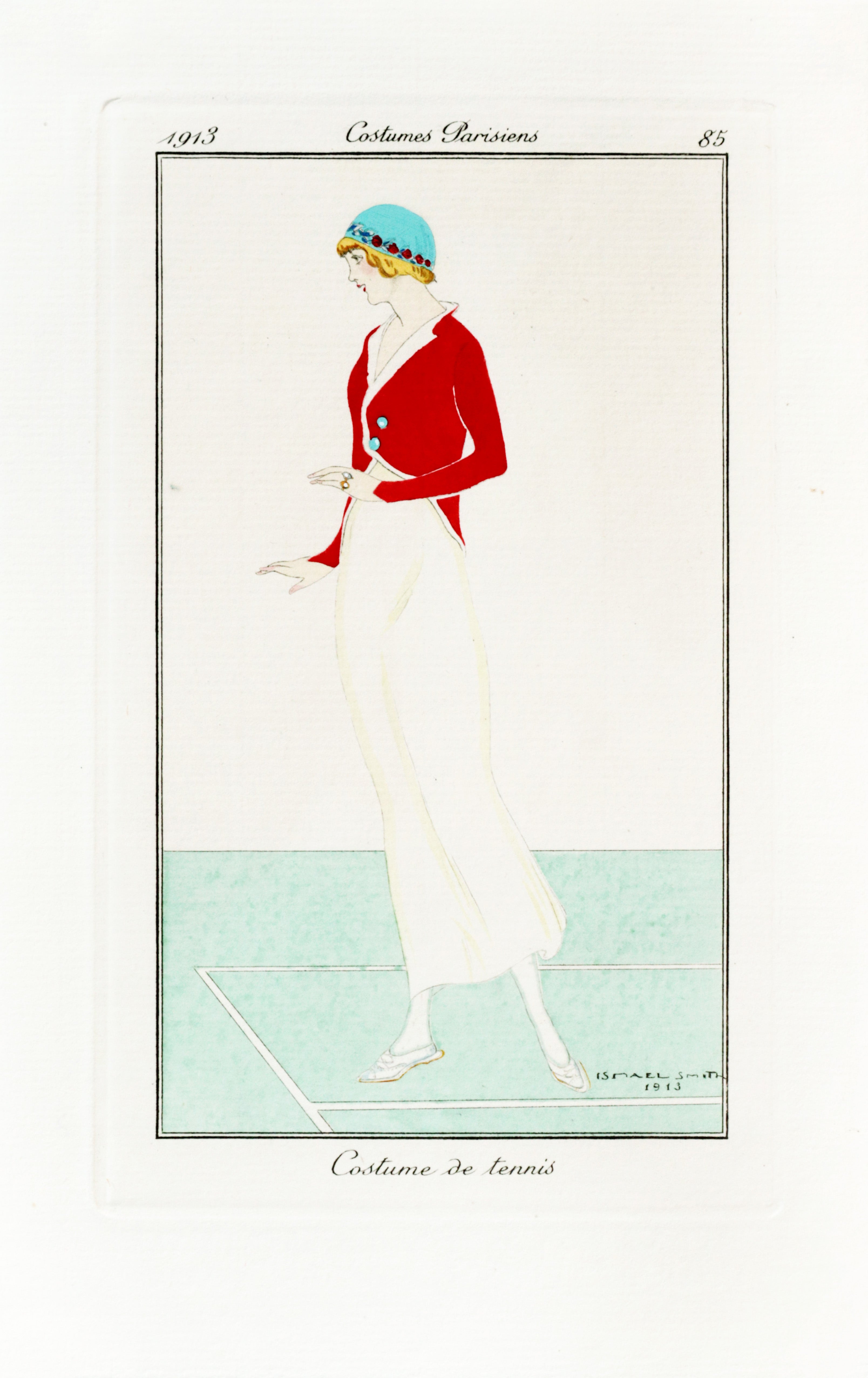 1913 Original French Art Deco Poster - Costumes Parisiens Tennis Costume | Vintage Wall Art for Home & Office Decor