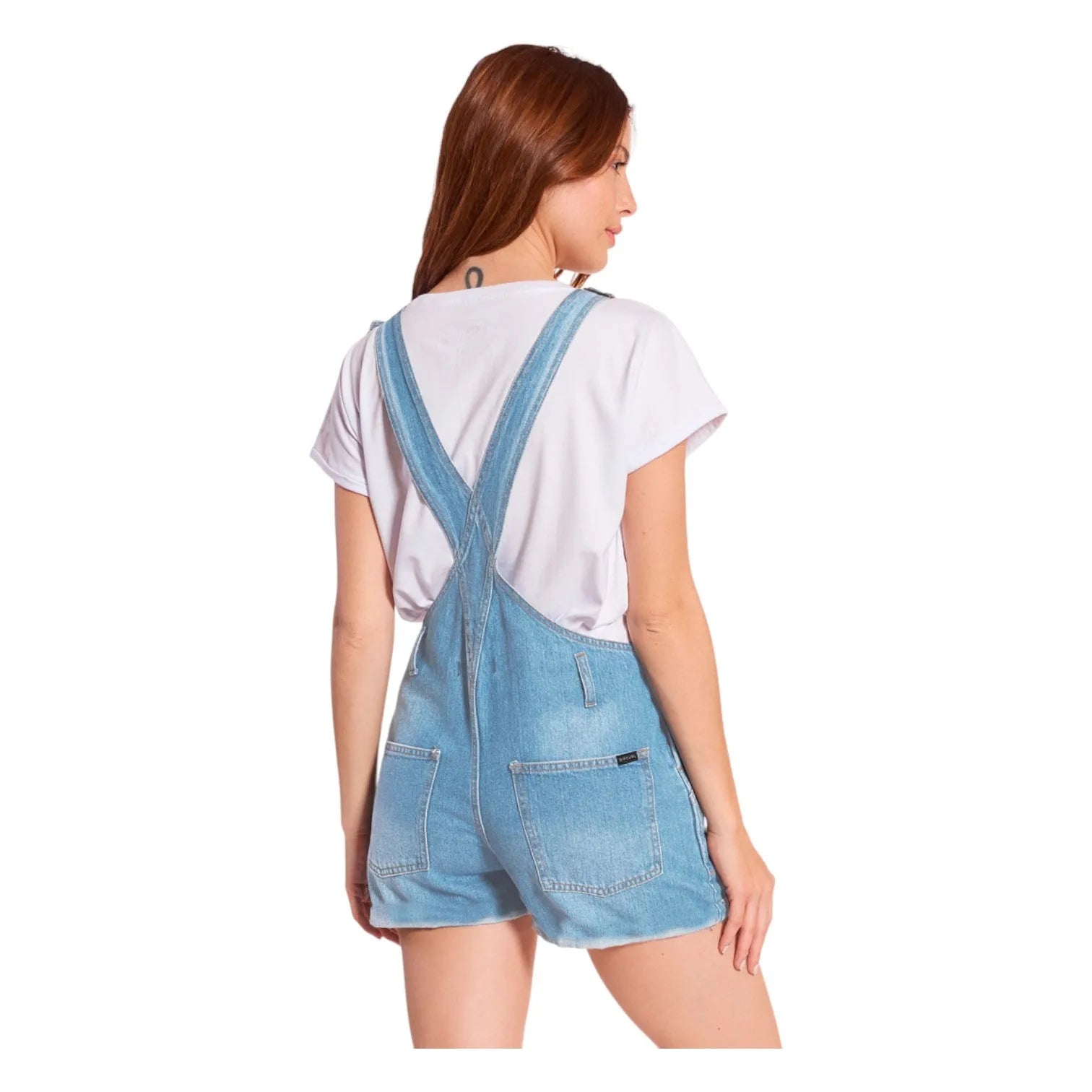 Rip Curl Women's Destroyed Jardinero Jeans - Light Blue Distressed Denim for Casual Wear & Beach Outfits