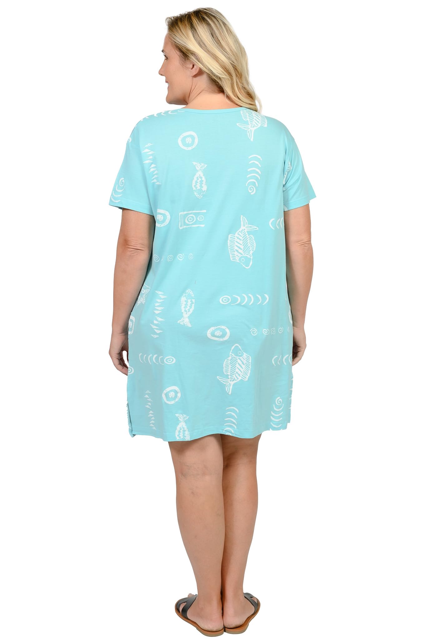 INGEAR Women's Summer Beach Dress - Short Sleeve Cotton Tee Dress with Cover Up | Casual Sundress for Vacation, Pool Party & Beach Outfits