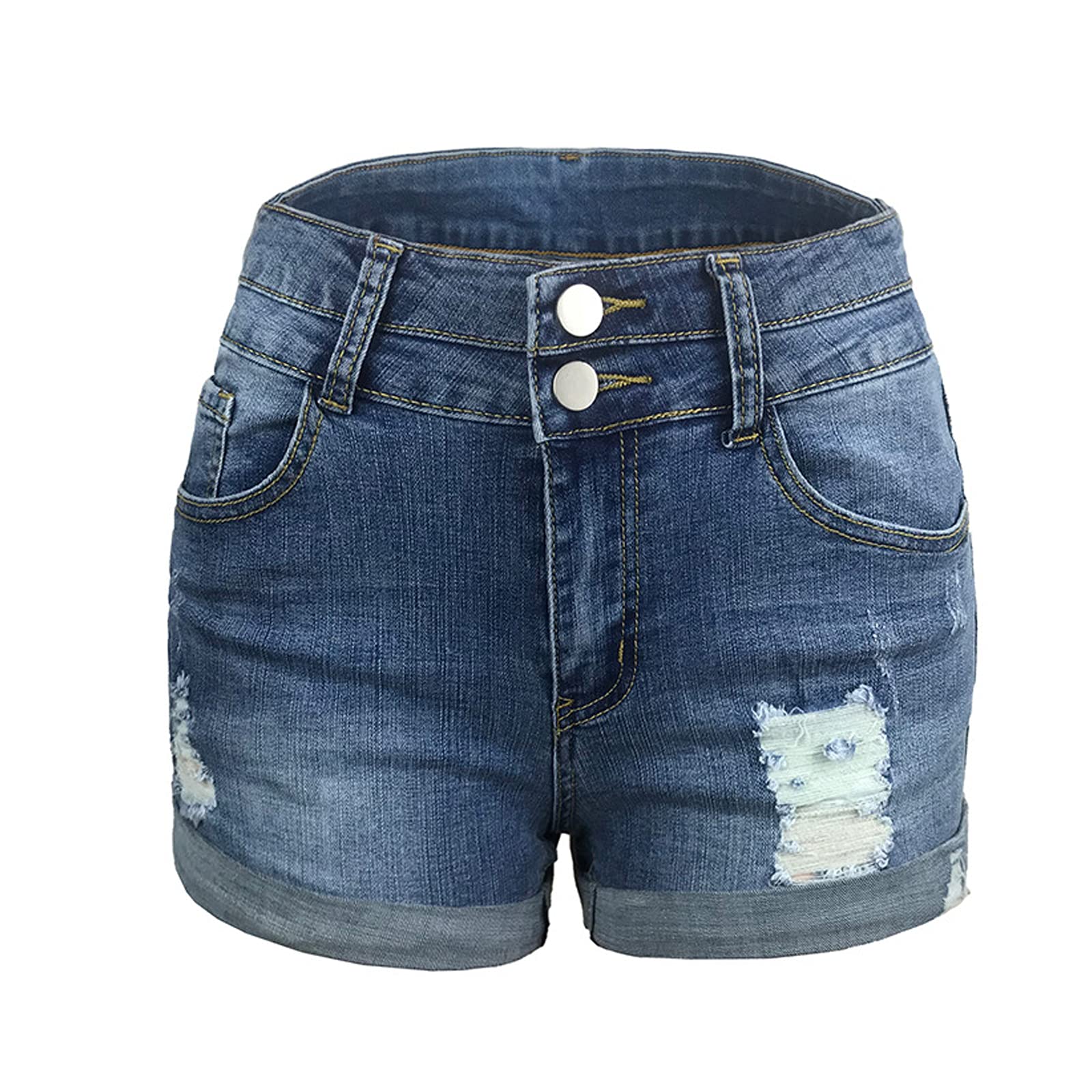 Women's High Waist Ripped Denim Shorts with Frayed Hem & Pockets - Casual Summer Hot Pants for Beach, Music Festivals & Street Style