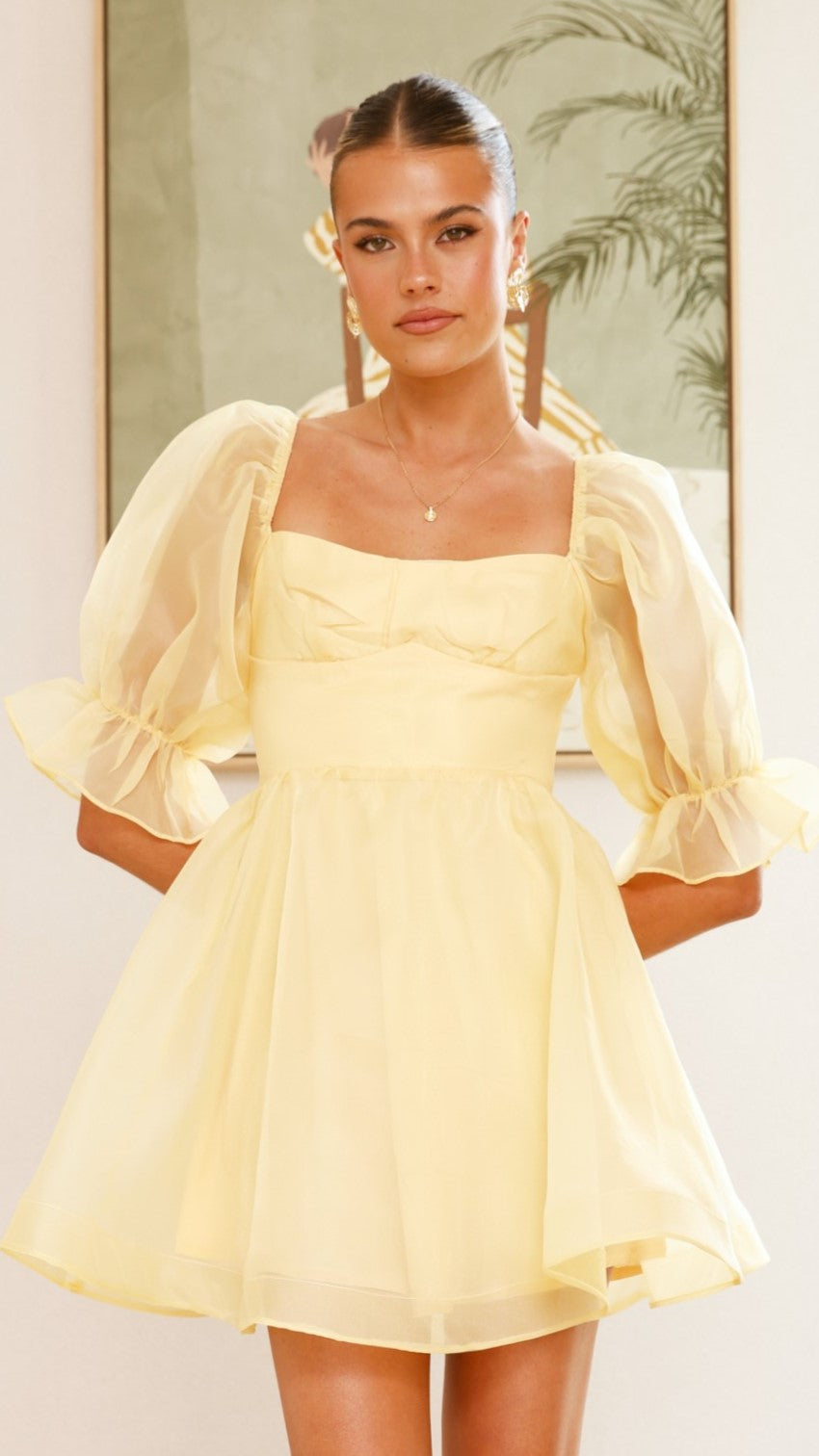 Lakeithia Mini Dress in Yellow - Flowy Summer Dress for Women, Perfect for Beach, Party & Casual Outings