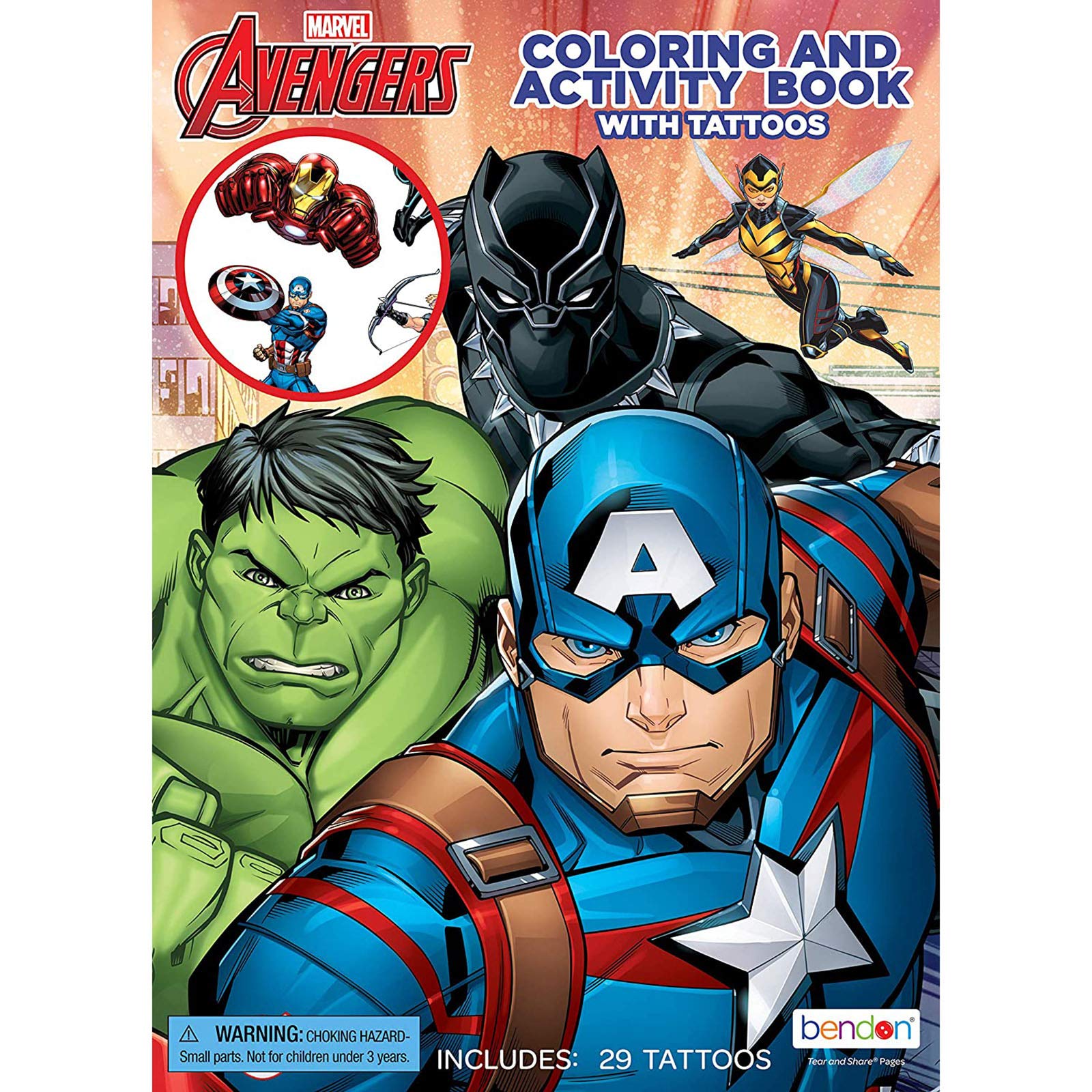 Marvel Avengers Coloring Book with Temporary Tattoos - Superhero Activity Book for Kids, Boys & Girls - Perfect for Birthday Gifts, Party Favors & Creative Playtime