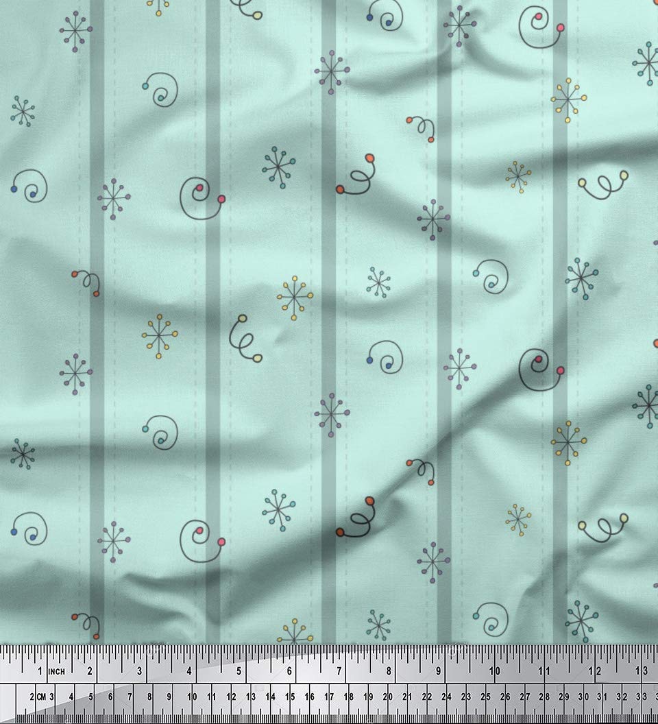 Soimoi Moss Green Georgette Fabric by The Yard - 42 Inch Wide Stripe & Square Geometric Printed Textile - Modern Chic Pattern for Dresses, Curtains, DIY Projects - Lightweight & Soft Material for Fashion & Home Decor
