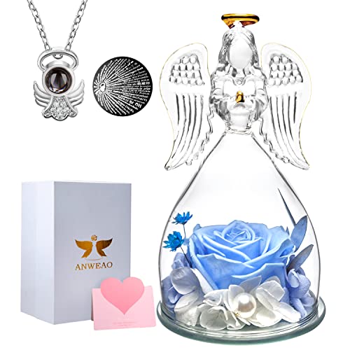 Sky Blue Rose With Nacklace