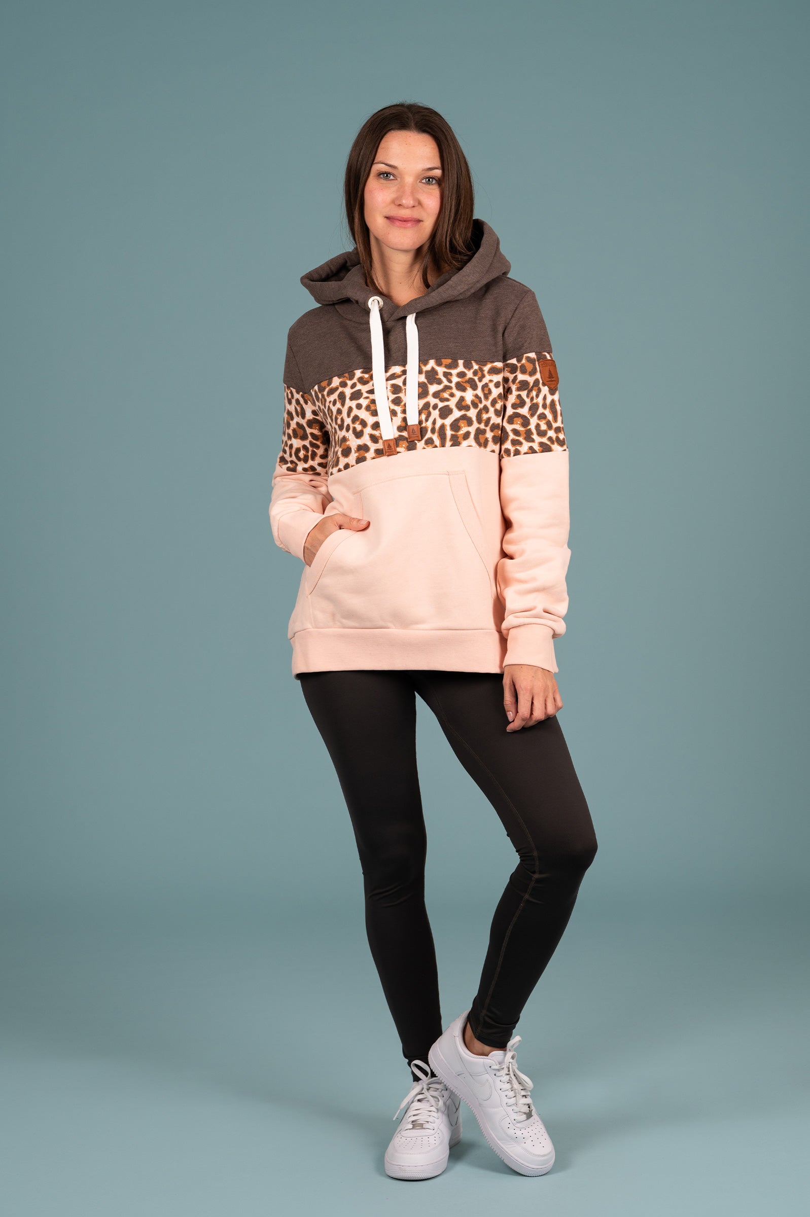 Lucia Printed Hoodie Choco Mix - Stylish Unisex Pullover for Casual Wear, Street Fashion & Loungewear