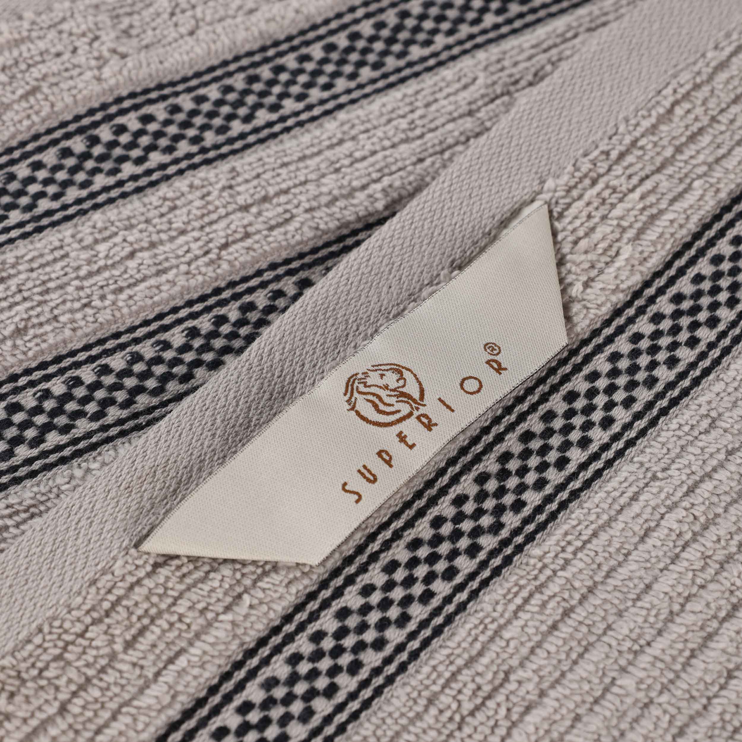 12-Pack Zero Twist Cotton Ribbed Geometric Border Plush Face Towels | Ultra Soft Bath & Hand Towels for Spa, Gym, Travel & Home Use