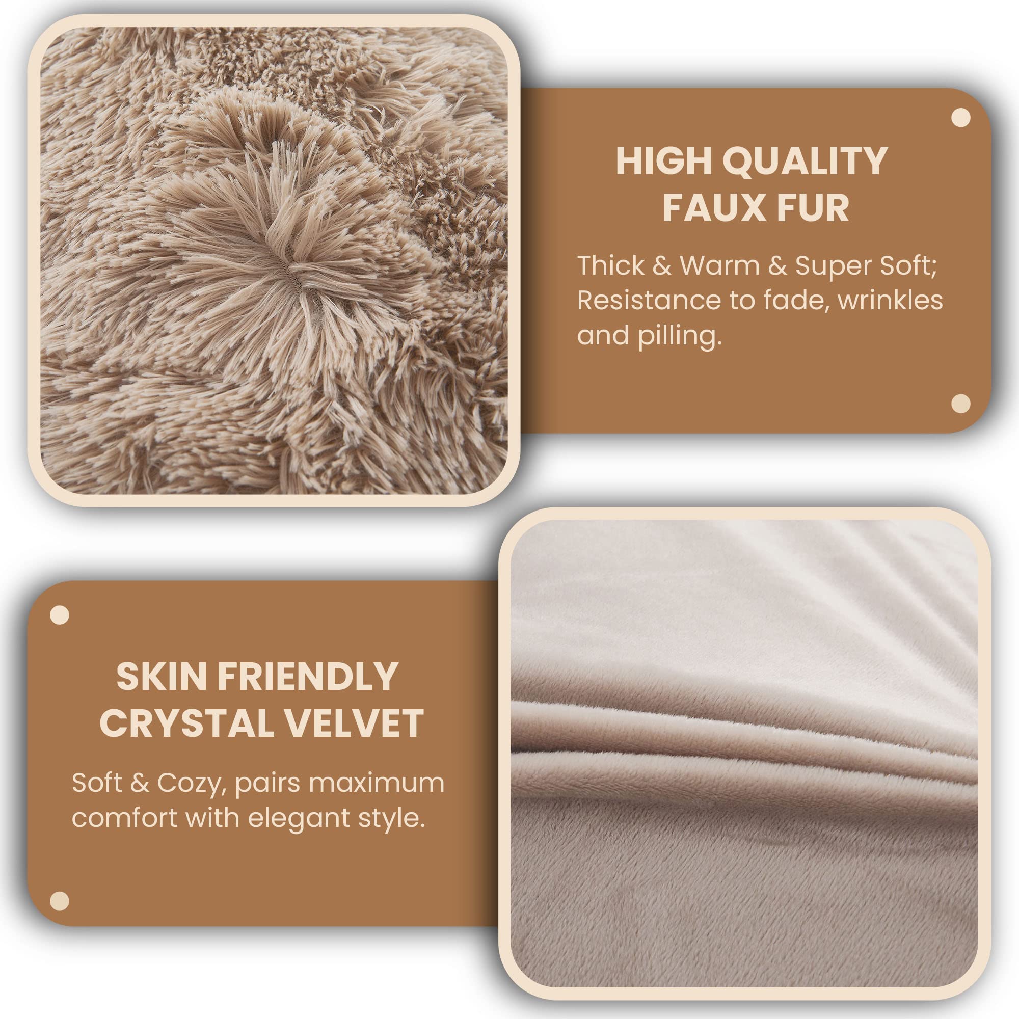 Fluffy Body Pillow Cover 20x54 Inches - Soft Shaggy Faux Fur Pillow Case with Zipper - Cozy Plush Bed Pillow Cover for Adults, Pregnant Women & Side Sleepers - Perfect for Home Decor, Nursery, Bedroom & Relaxation (Khaki)