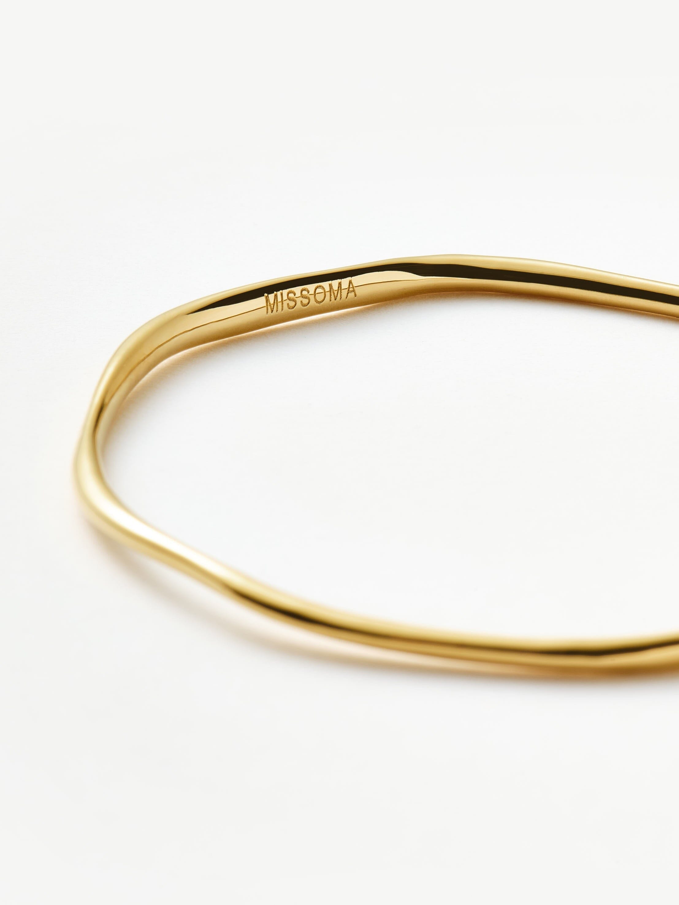 Molten Ripple Bangle Bracelet - 18k Gold Vermeil Plated Women's Jewelry for Everyday Wear & Special Occasions