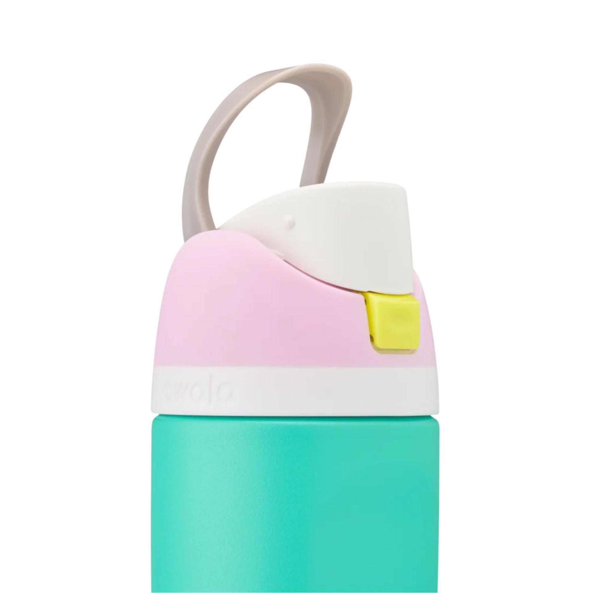 Owala Kids FreeSip 16oz Stainless Steel Water Bottle with Straw - Insulated, Leakproof & BPA-Free for School, Sports & Outdoor Activities (Pink/Green)