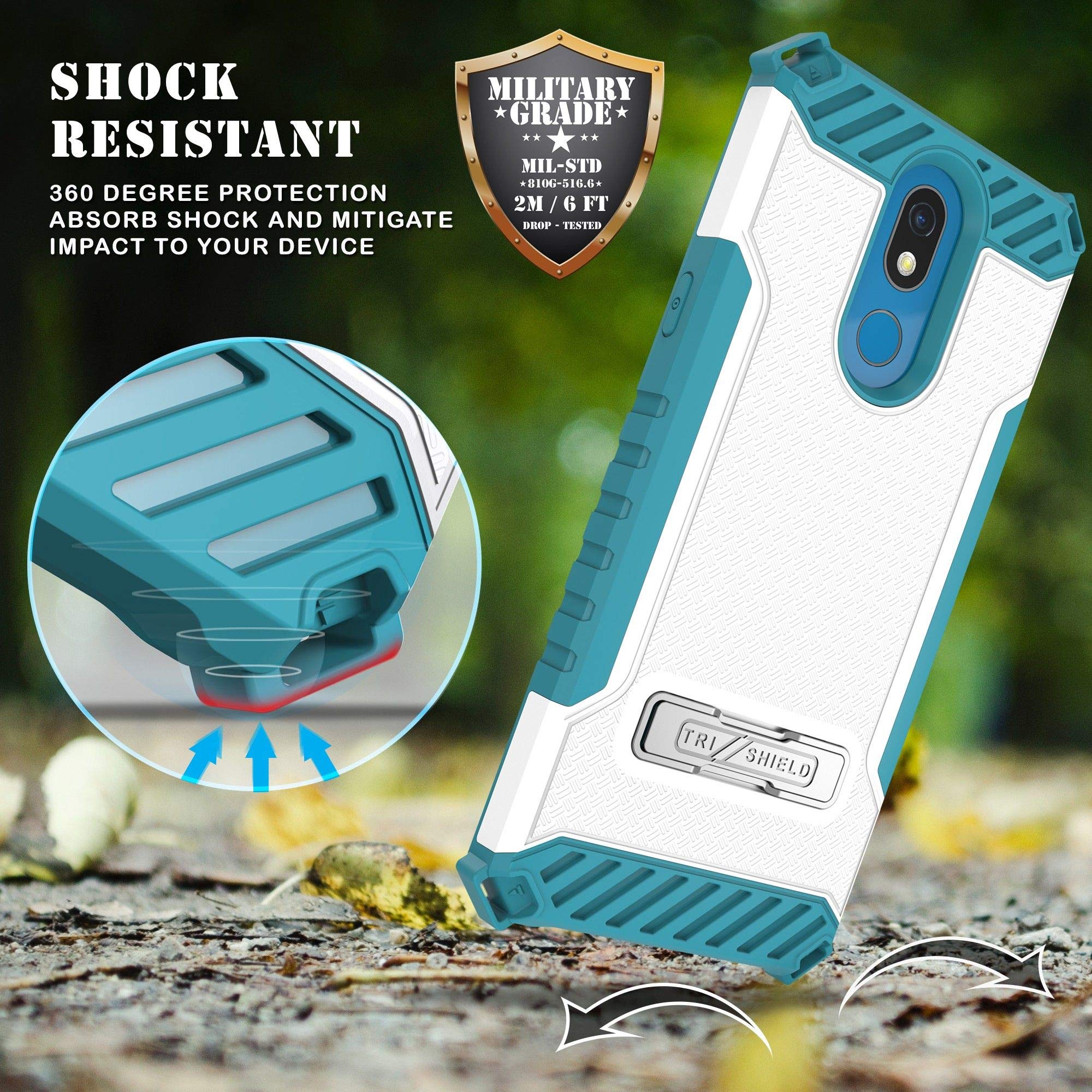 Military Grade Hybrid Shockproof Case with Stand - Dual Layer Protective Cover for LG K40/Solo LTE/X4/Harmony 3/Xpression Plus 2 | Durable Phone Case for Work, Outdoor Activities & Daily Use