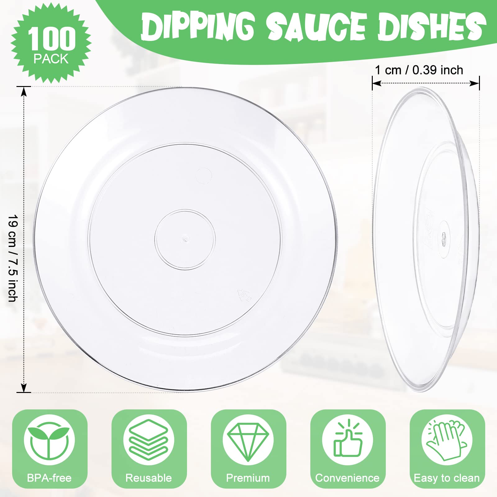 Zopeal 100-Pack 7.5 Inch Clear Disposable Plastic Plates - Elegant Crystal-Like Heavy Duty Dessert, Appetizer, Salad & Dinner Plates for Wedding, Party, Catering & Events - Perfect for Cocktail Receptions, Birthday Celebrations & Buffet Serving
