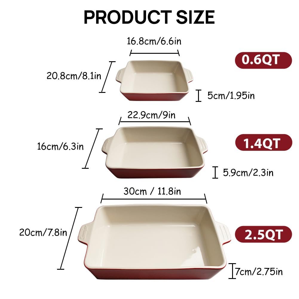 Sweejar 11.8 x 7.8 x 2.76 Inch Ceramic Baking Dish Set - Oven Safe Rectangular Casserole Pan for Lasagna, Cakes, Roasts & More | Perfect for Home Cooking, Dinner Parties & Holiday Meals (Turquoise)