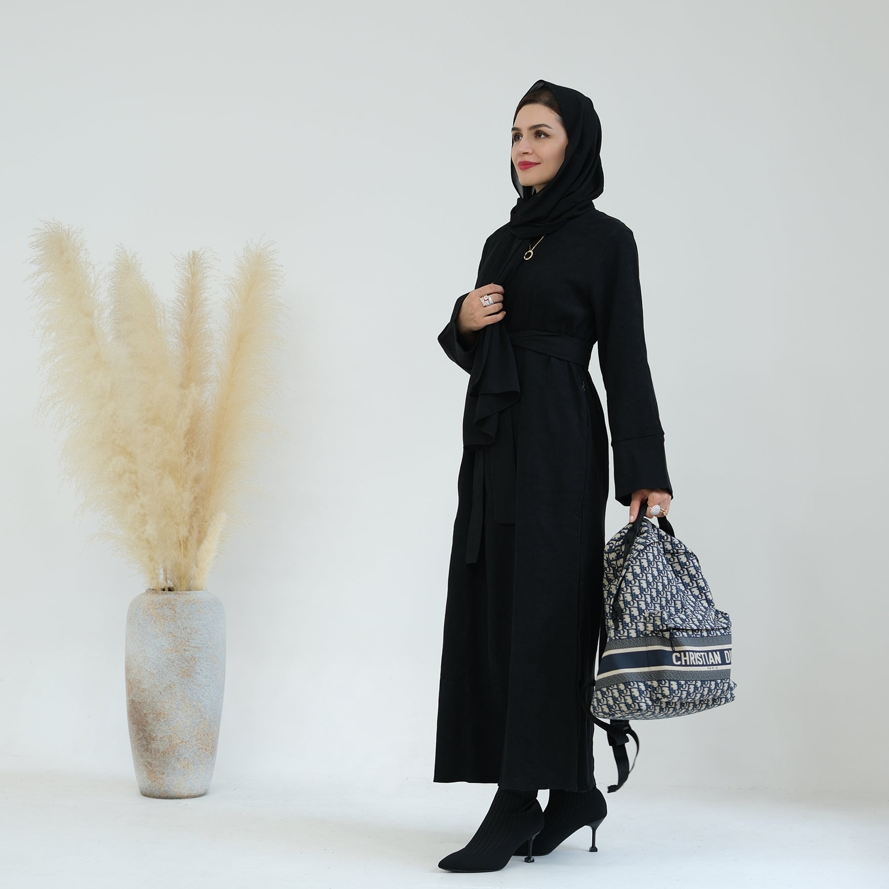 Liliana Women's Black Cold Weather Abaya Dress - Modest Islamic Prayer Dress for Winter, Home & Mosque Wear