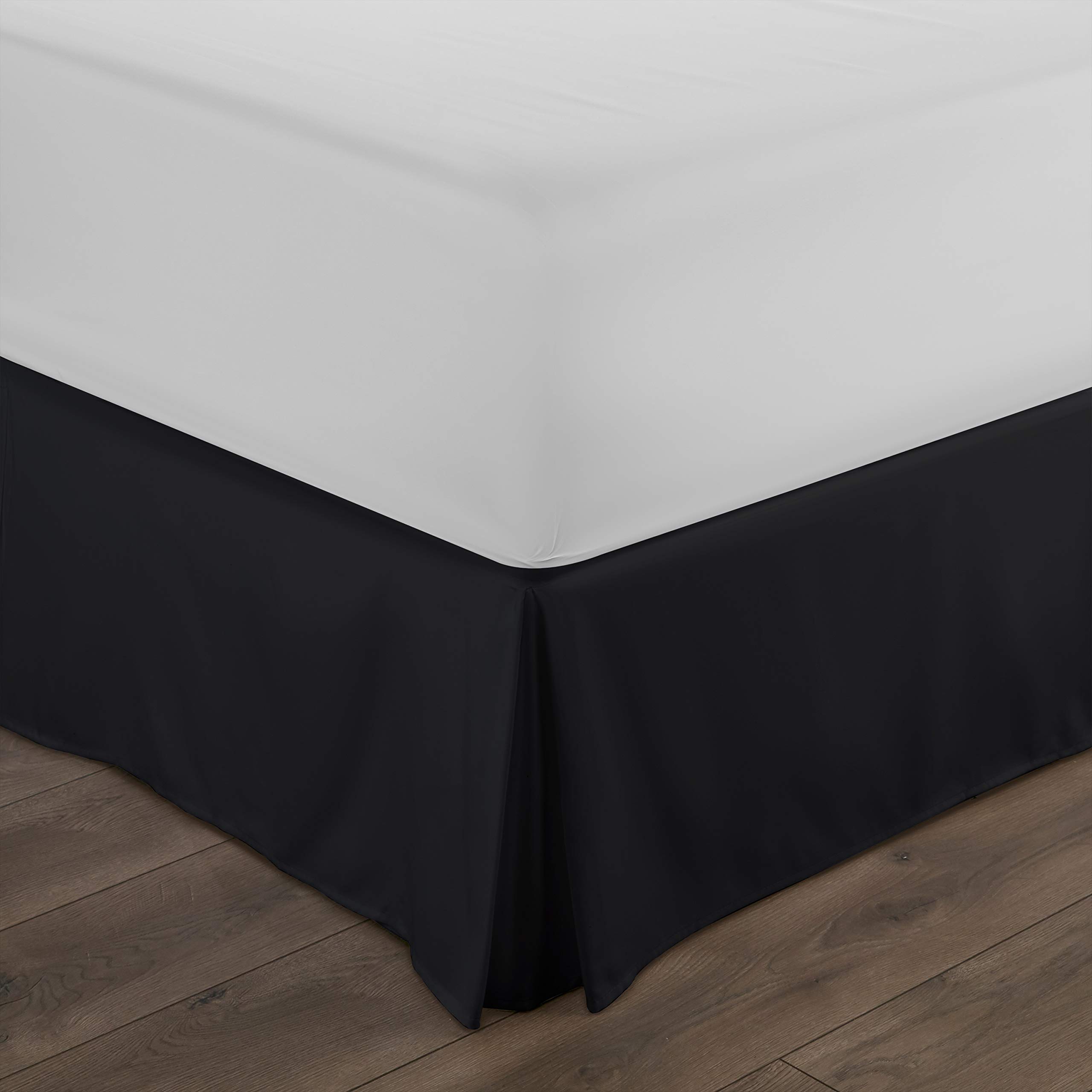 ienjoy Home IEH-BEDSKIRT-KING-BLACK Premium Pleated Bed Skirt for King Size Beds - Black | Elegant Bedroom Decor & Mattress Cover | Perfect for Master Bedrooms, Guest Rooms & Hotel Styling