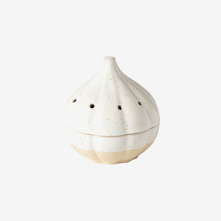 Casafina Fattoria White Garlic Canister - Airtight Kitchen Storage Jar for Fresh Garlic, Spices & Herbs - Perfect for Pantry Organization & Countertop Decor