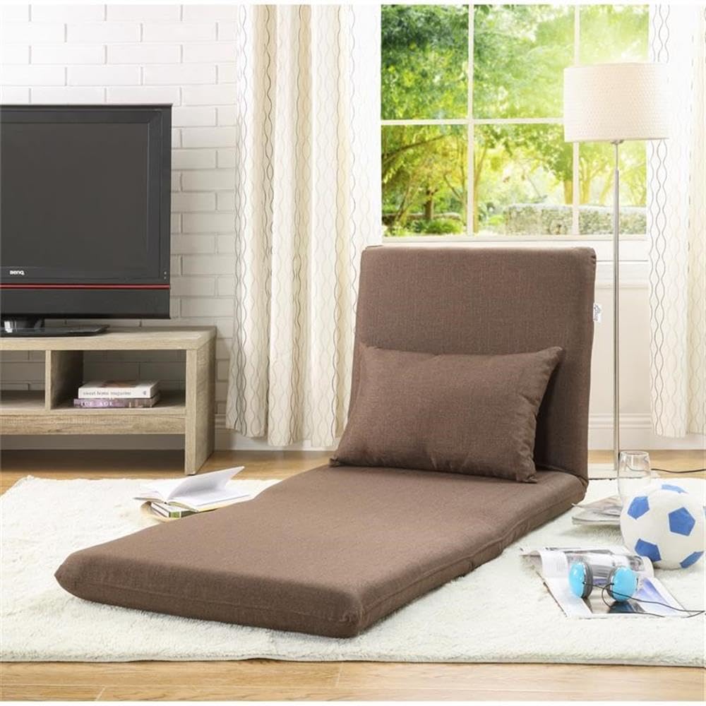 Relaxie Floor Chair - Brown Linen Sleeper Sofa for Dorm, Bedroom & Living Room | Portable Lounger for Reading, Gaming & Relaxation