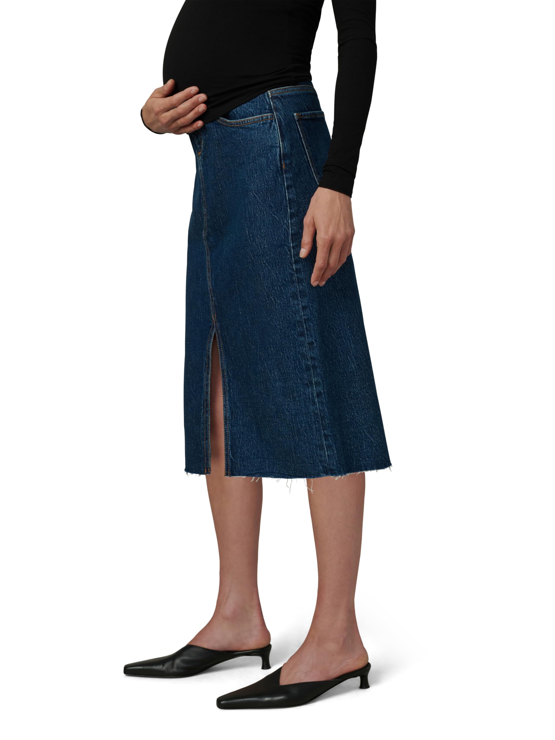Joe's Women's The Joplin Maternity Denim Knee Length Skirt - Comfortable Stretch Denim Skirt for Pregnant Women, Perfect for Casual Wear, Office & Maternity Photos