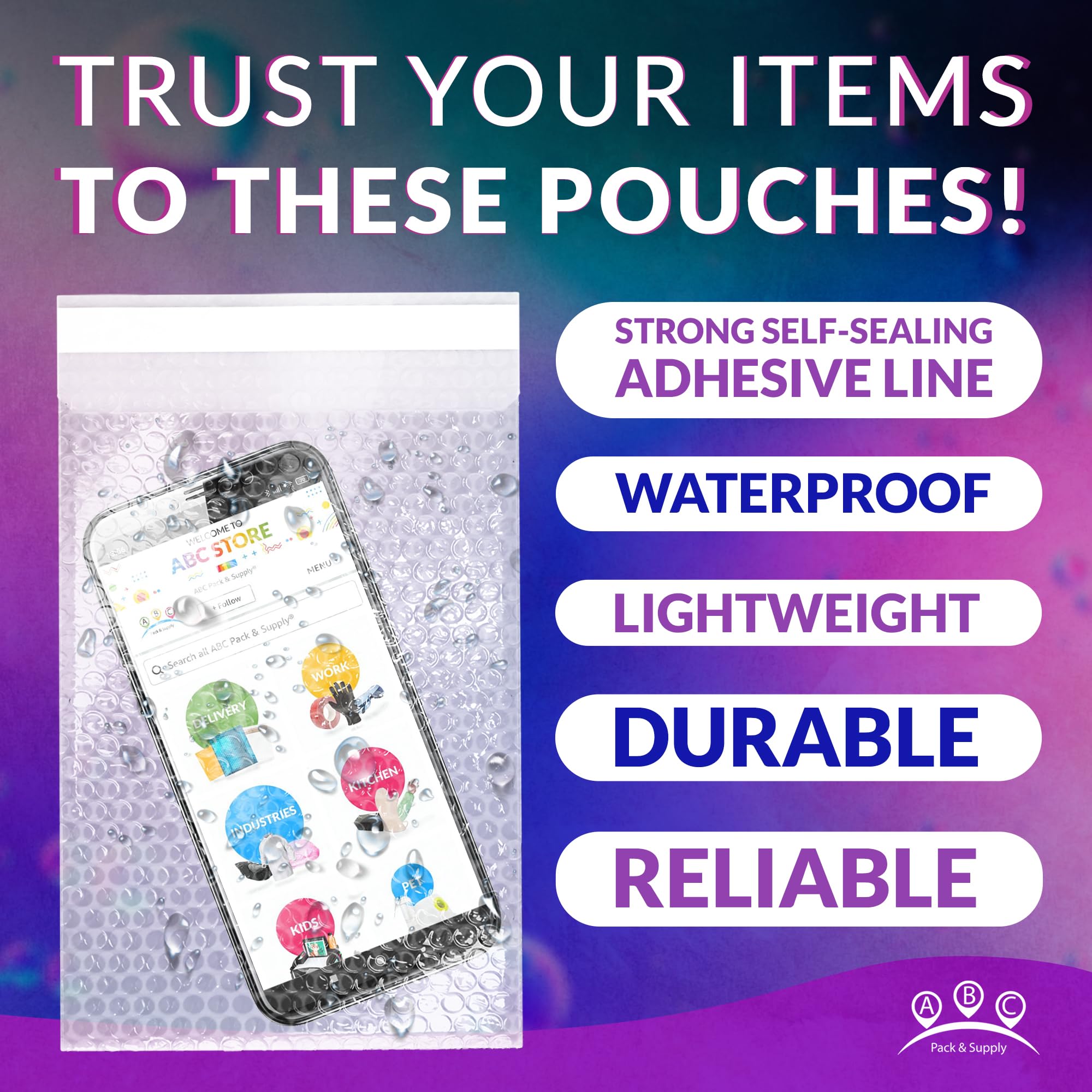 ABC Clear Bubble Out Bags - 6 x 8.5 Inches, Pack of 200 Self-Seal Polyethylene Bubble Pouches for Shipping & Packaging | Protective Cushioning Bubble Mailers for Electronics, Jewelry, Crafts & Small Items | Waterproof & Durable Clear Bubble Envelopes