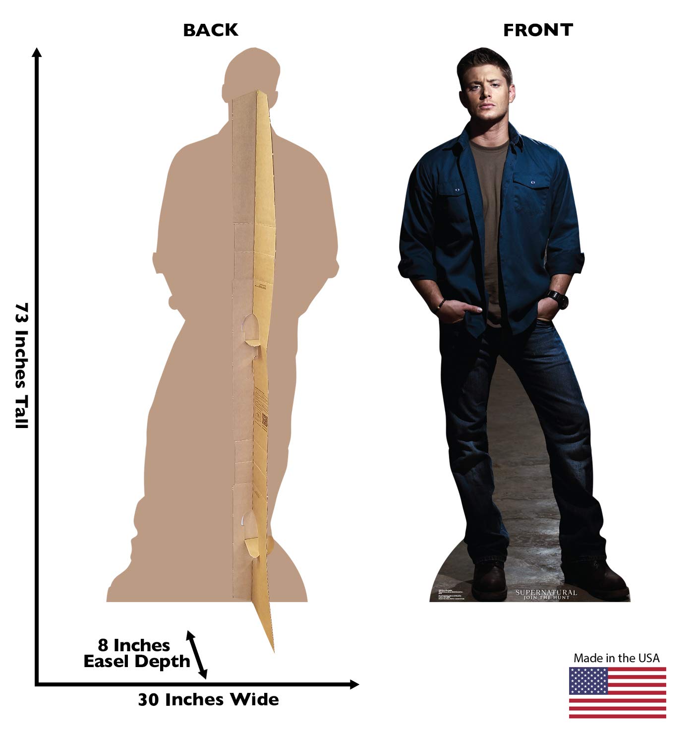 Dean Winchester Life-Size Cardboard Cutout Standee - Supernatural TV Show Collectible for Home Decor, Themed Parties & Fan Displays