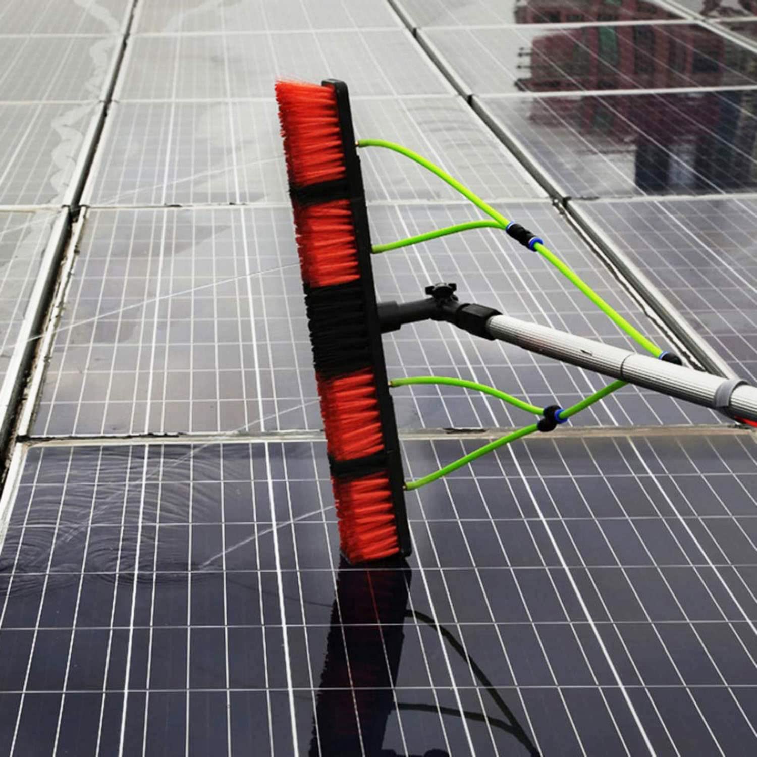 Professional Water Fed Pole Window Cleaning Kit - 12FT (3.6m) Extendable Solar Panel & Glass Cleaner System with 55cm Brush Head | Perfect for Outdoor Windows, Greenhouse Roofs & Commercial Buildings