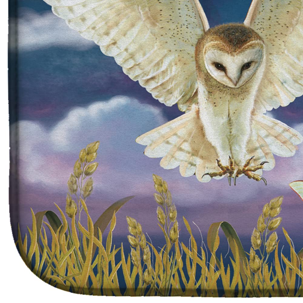 Barn Owl Dish Drying Mat - Absorbent Kitchen Counter Mat (14x21