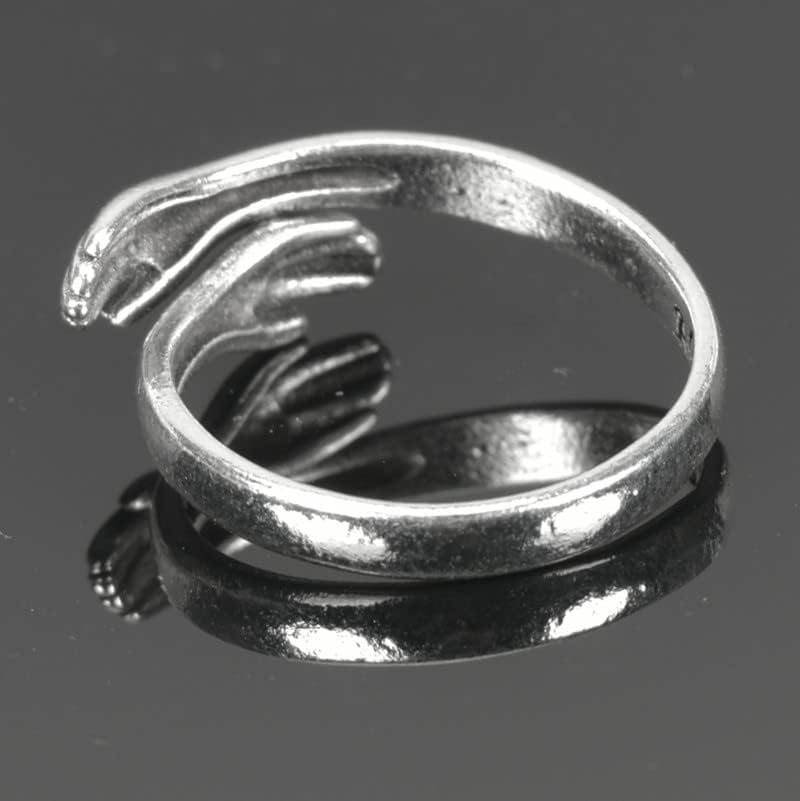 Adjustable Hug Rings for Women & Men - Silver Open Finger Rings for Couples, Friendship & Everyday Wear - Stylish Hand Jewelry for Gifts & Fashion Accessories