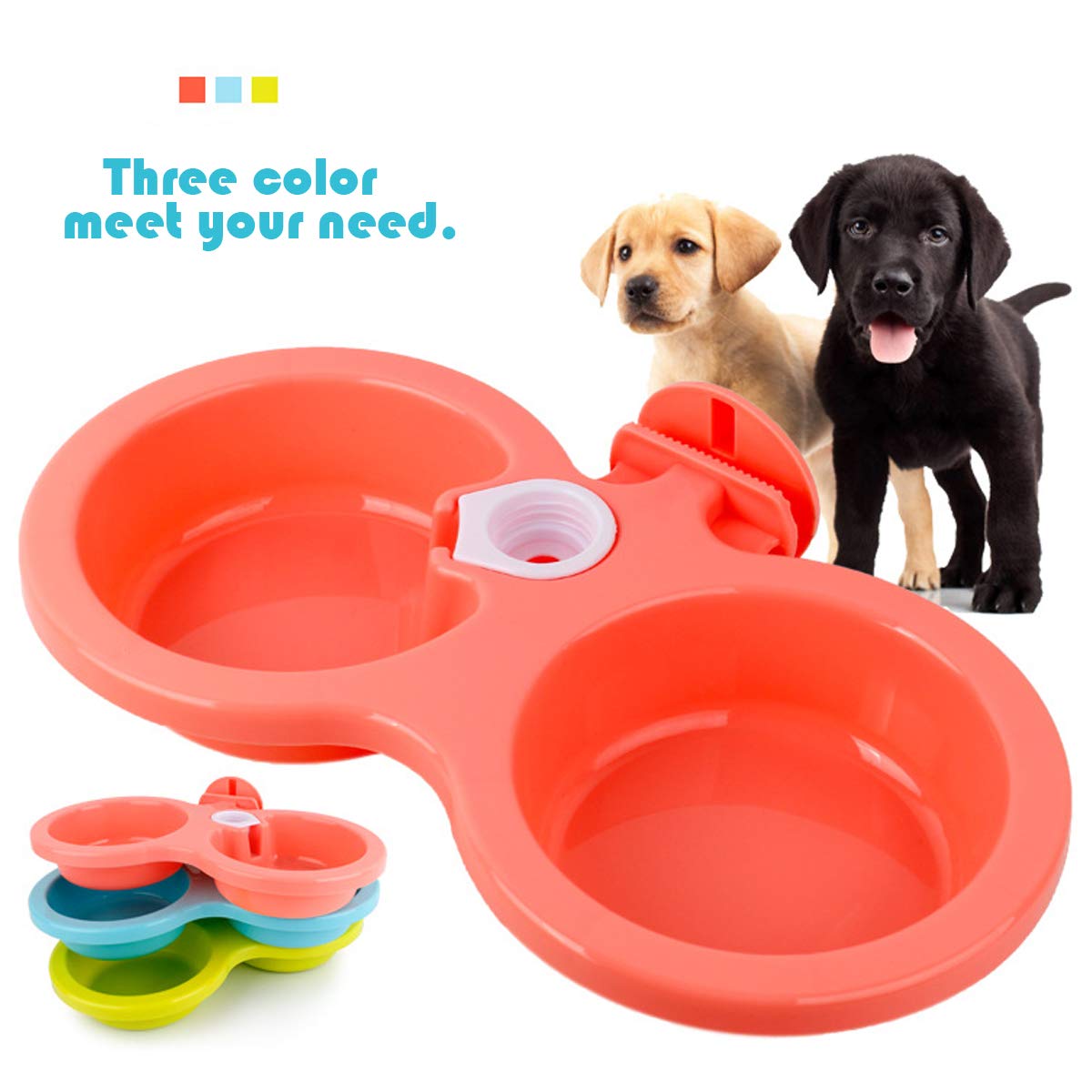Hanging Pet Bowl - Anti-Slip Plastic Cage Feeder for Dogs & Cats | 2-in-1 Food & Water Dish | Perfect for Crates, Travel & Small Spaces (Green, Small Size)
