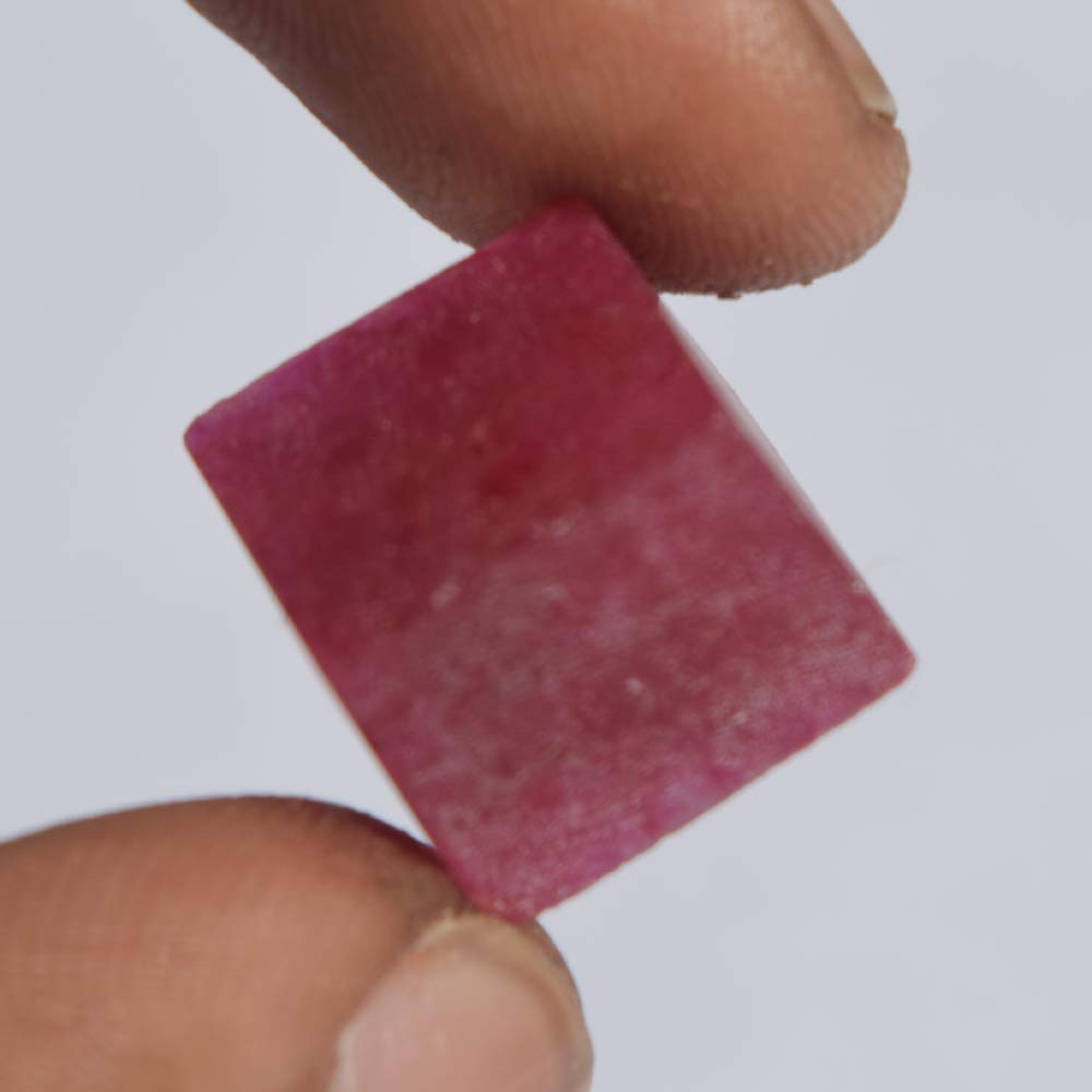 GEMHUB 22.50 Ct Natural Ruby Gemstone Faceted Box Shape Cube Loose Stone for Jewelry Making - Healing Energy Crystal for Necklaces, Rings & Bracelets (DY-722)