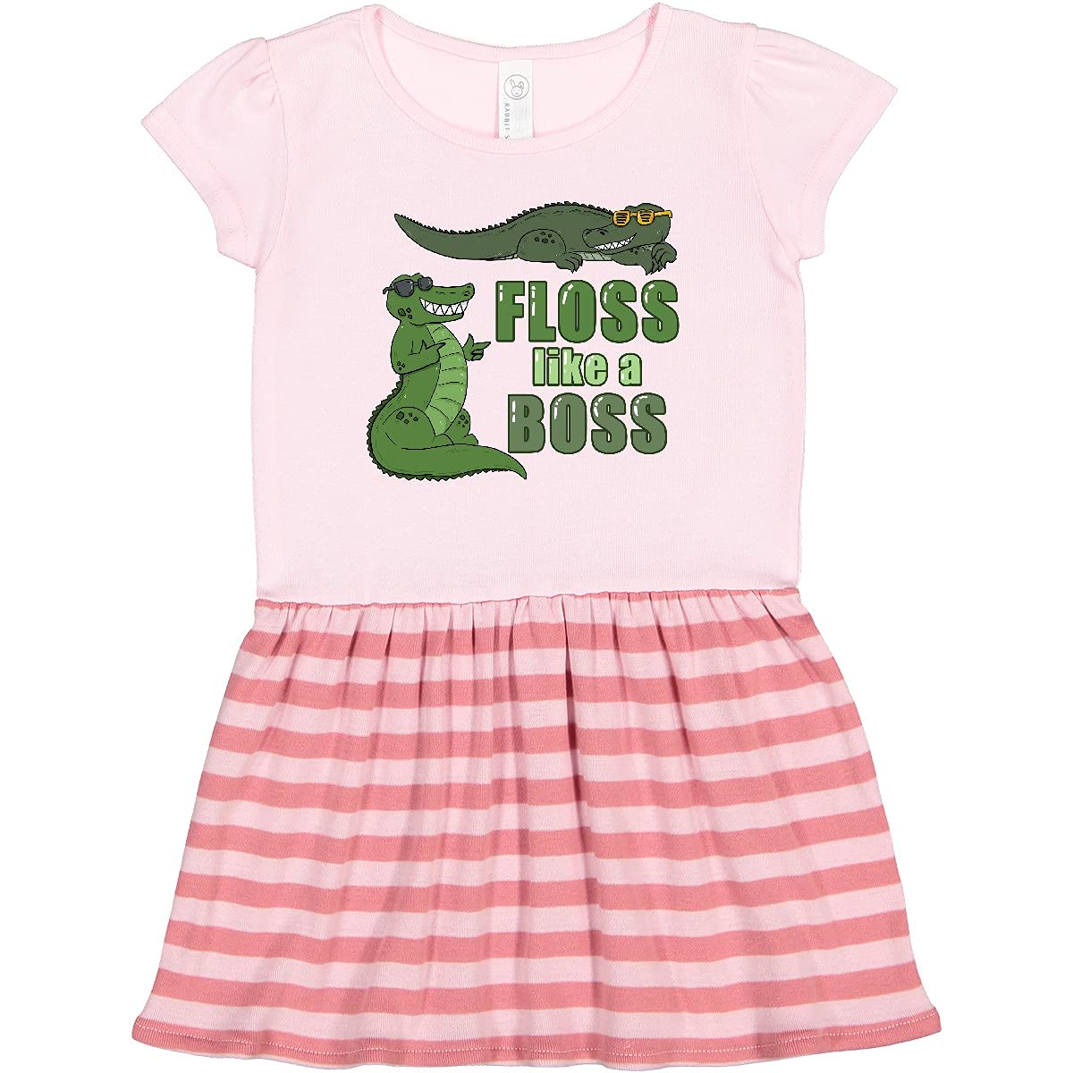 Inktastic Floss Like a Boss Gators Toddler Dress - Cute Alligator Print Cotton Dress for Baby Girls, Perfect for Playdates, Parties & Family Photos