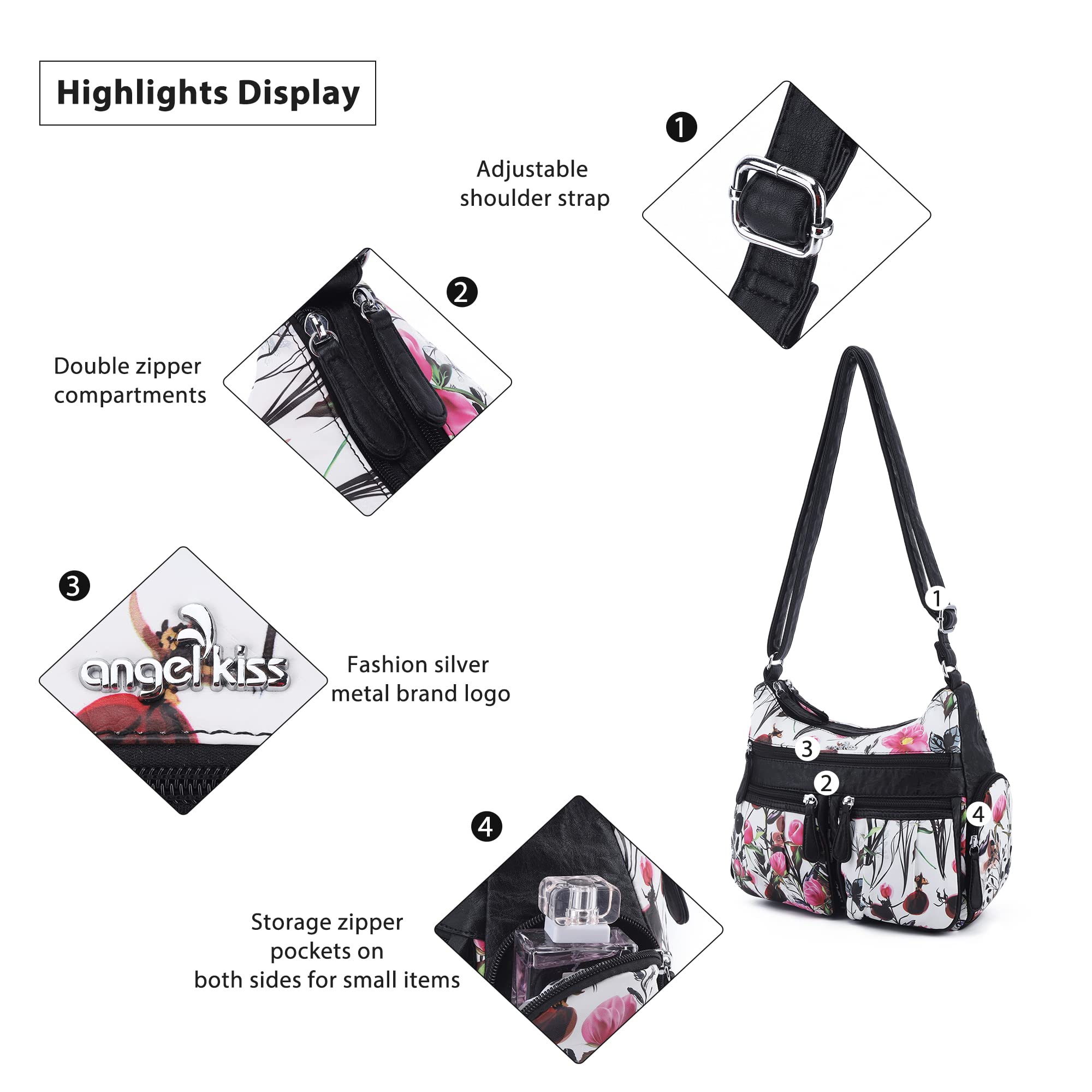 Angelkiss Women's Faux Leather Crossbody Bag - Stylish Shoulder Purse for Daily Use