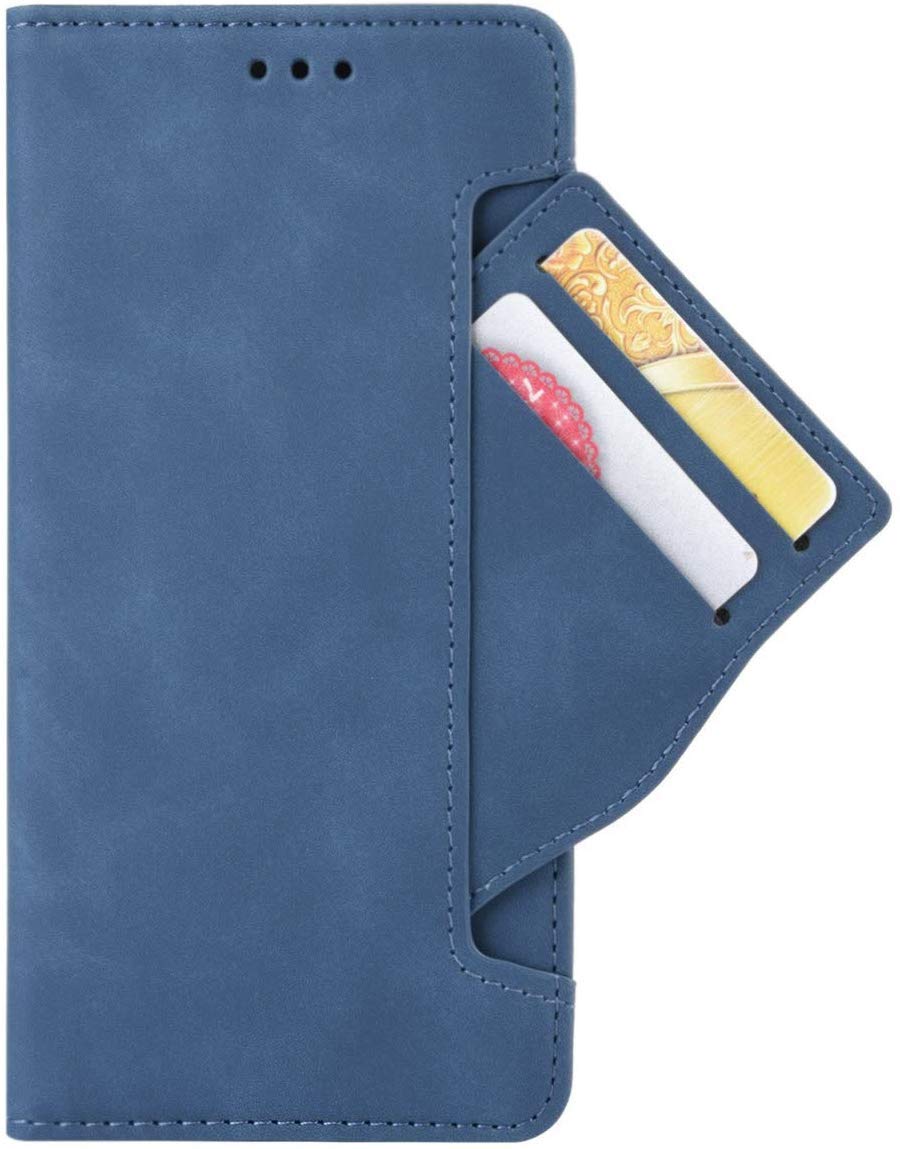 Motorola One Zoom Phone Case - Magnetic Shockproof Flip Leather Wallet Cover with Card Holder | Full Body Protection for Motorola Moto One Zoom | Perfect for Business, Travel & Daily Use (Blue)