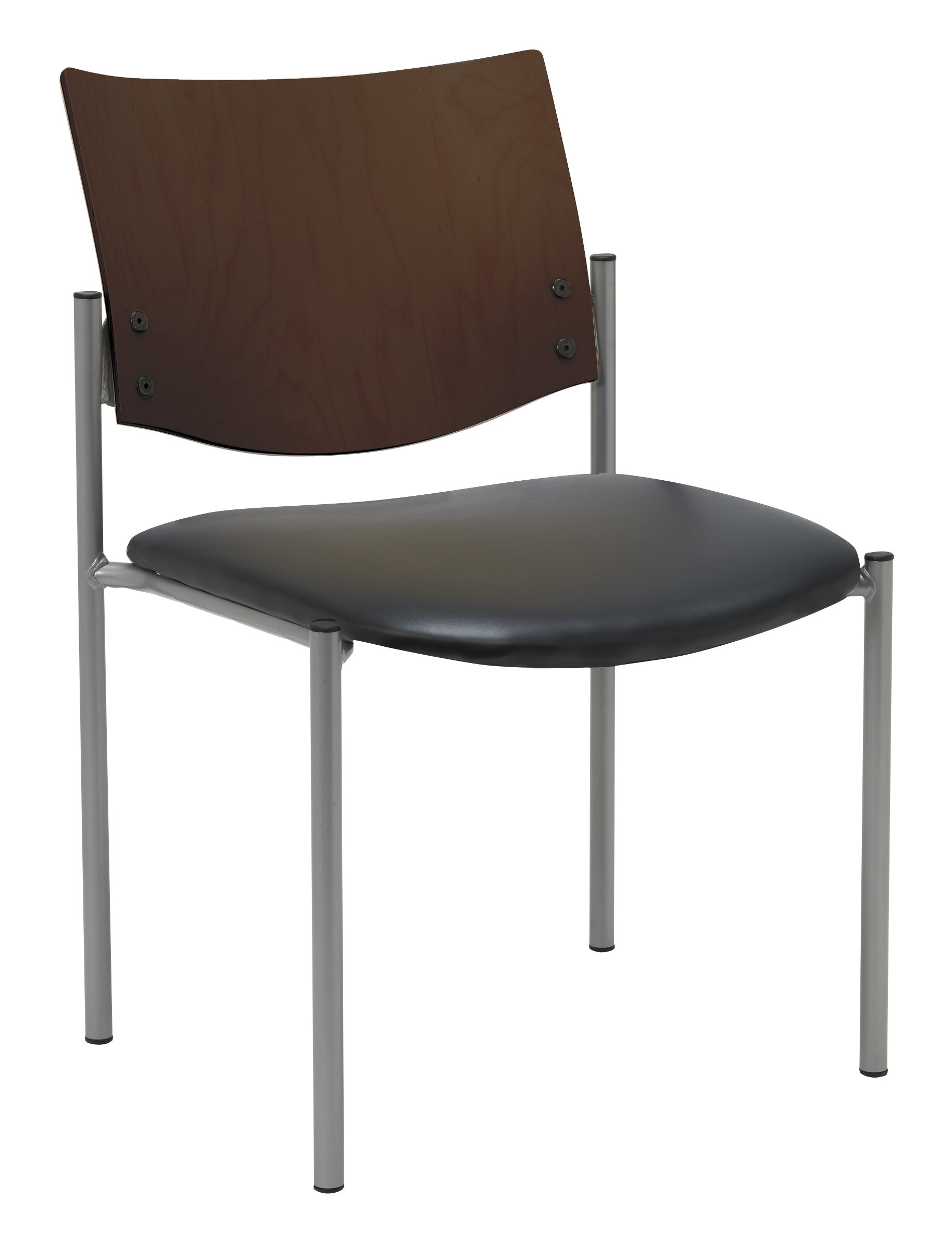 Evolve Series Guest Chair - Armless Wood Back Office Chair with Black Anti-Bacterial Vinyl & Chocolate Finish - Perfect for Reception, Waiting Areas, and Home Offices