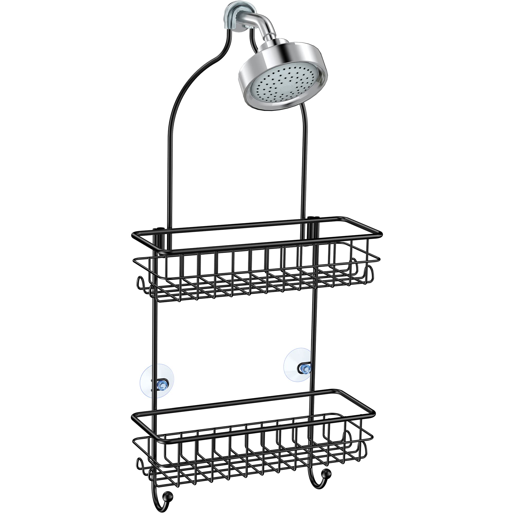 JARLINK No Drill Stainless Steel Hanging Shower Caddy - Rustproof Bathroom Organizer Shelf for Toilet, Shower & Bathroom Storage - Perfect for Small Spaces, Apartments & Dorm Showers (Black)