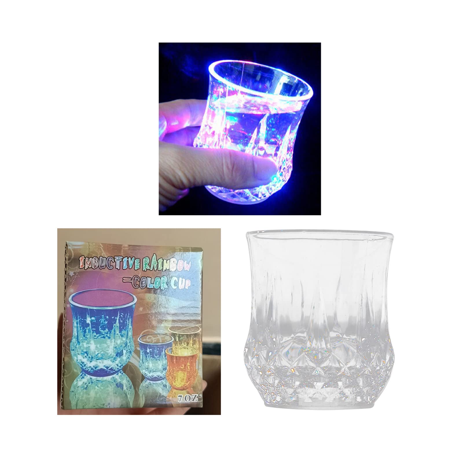 LED Acrylic Wine Glasses Set of 4 - Light Up Drinking Cups with Color Changing Lights for Parties, Weddings, Birthdays & Nightclubs - Reusable Plastic Tumblers for Cocktails, Champagne, Juice or Water