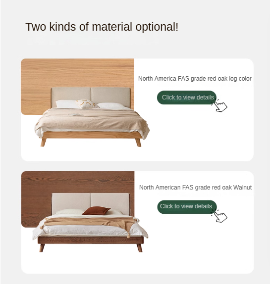 Solid Oak Wood Soft Bed Frame - Queen Size, Natural Wood Finish - Perfect for Master Bedrooms, Guest Rooms & Cozy Home Decor