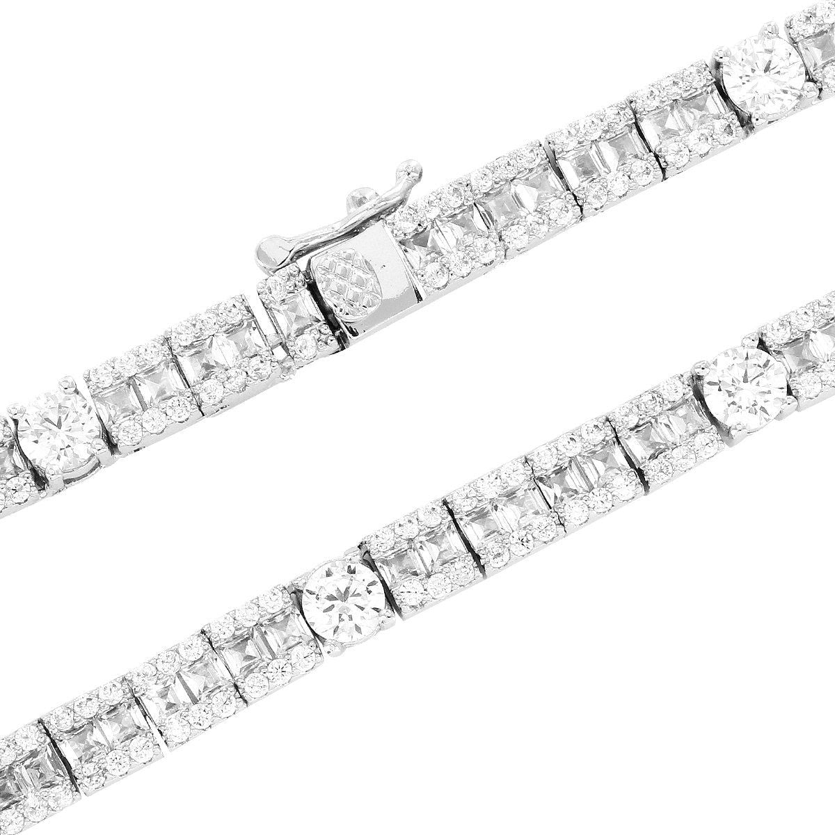Men's Custom Baguette Center Solitaire Tennis Chain - 14K Gold Plated Link Necklace for Casual & Formal Wear | Perfect Gift for Him