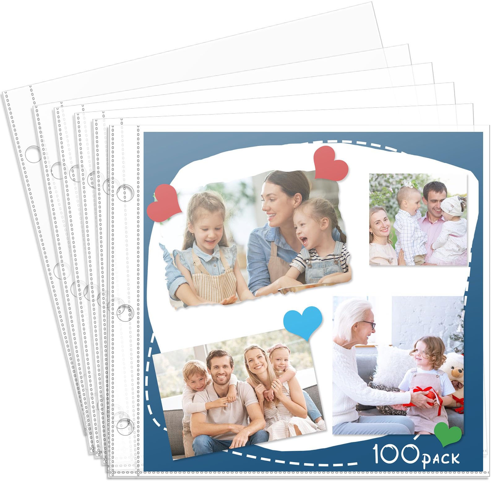 Heavy Duty 12x12 Page Protectors - 100 Pack Acid-Free Scrapbook Refill Pages with Crystal Clear Sleeves | Fits 12x12 Binders & Photo Albums | Perfect for Scrapbooking, Photo Preservation, and Document Storage