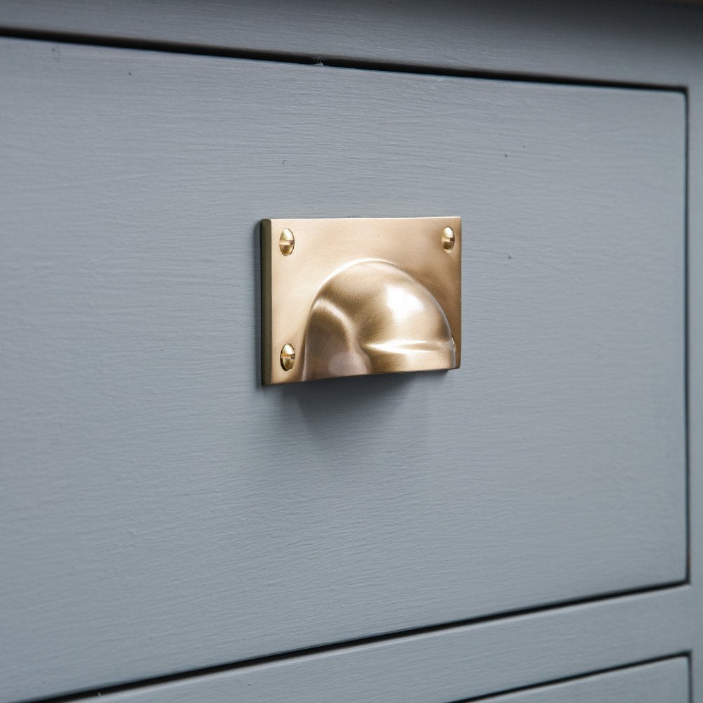 Satin Brass Hooded Drawer Handle - Vintage Cabinet Pulls for Kitchen & Bathroom - Matte Finish Hardware for Dresser, Wardrobe & Furniture Upgrade