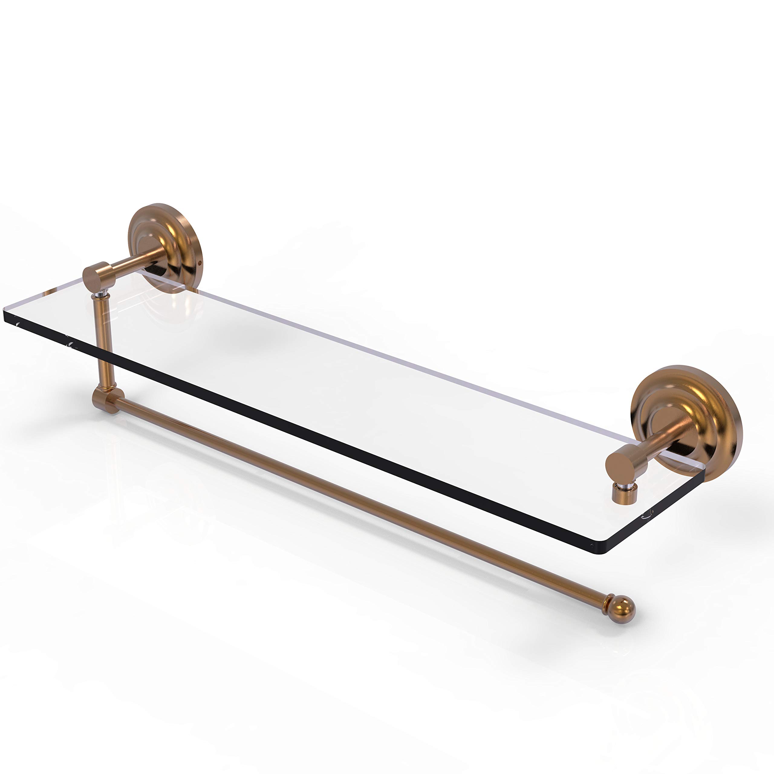 Allied Brass Prestige 22-Inch Glass Shelf Paper Towel Holder - Brushed Bronze Finish for Kitchen, Bathroom & Laundry Room Organization