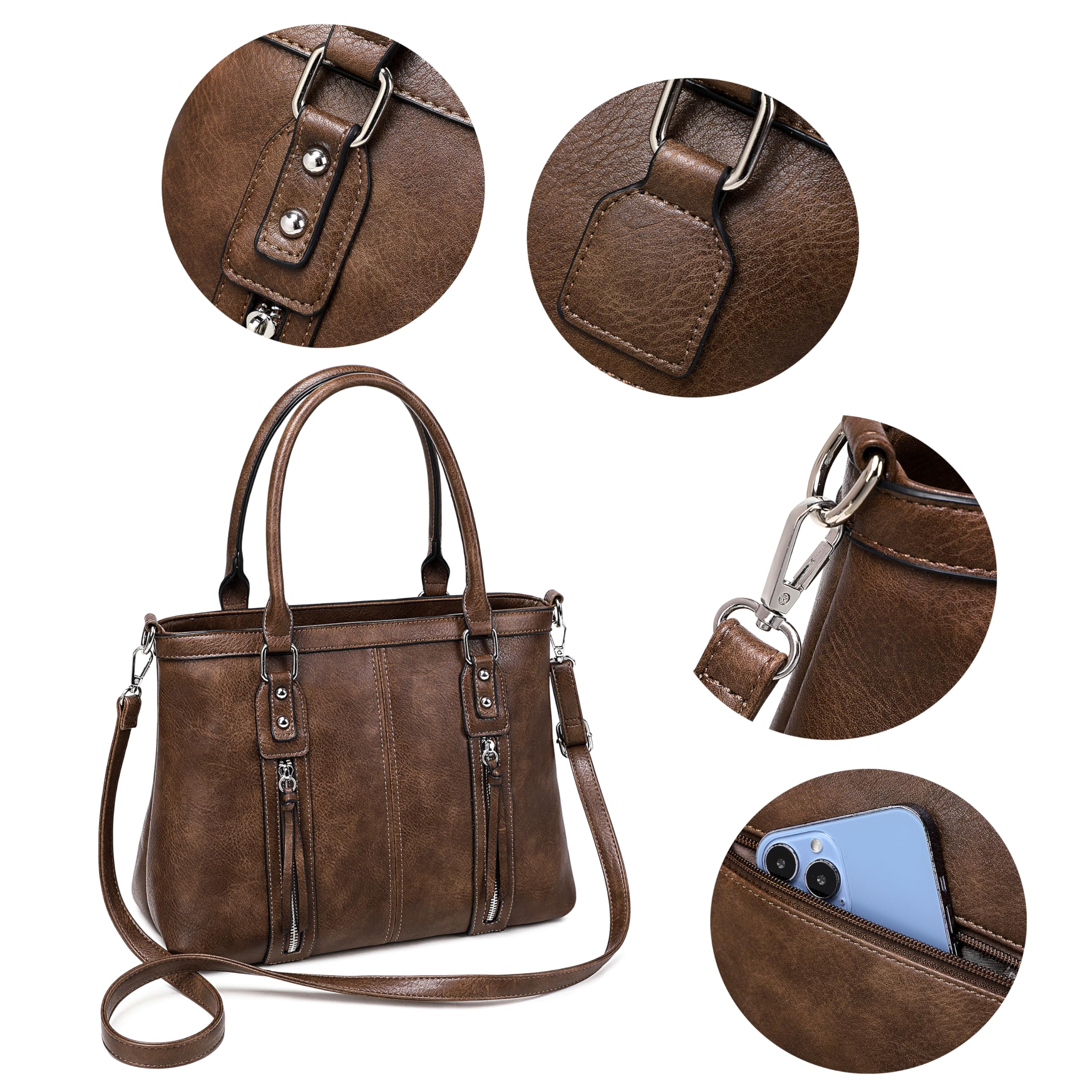 SQLP Women's Soft Leather Hobo Bag - Large Crossbody Purse, Tote & Shoulder Handbag for Work, Travel & Everyday Use | Stylish Ladies Purses & Bags
