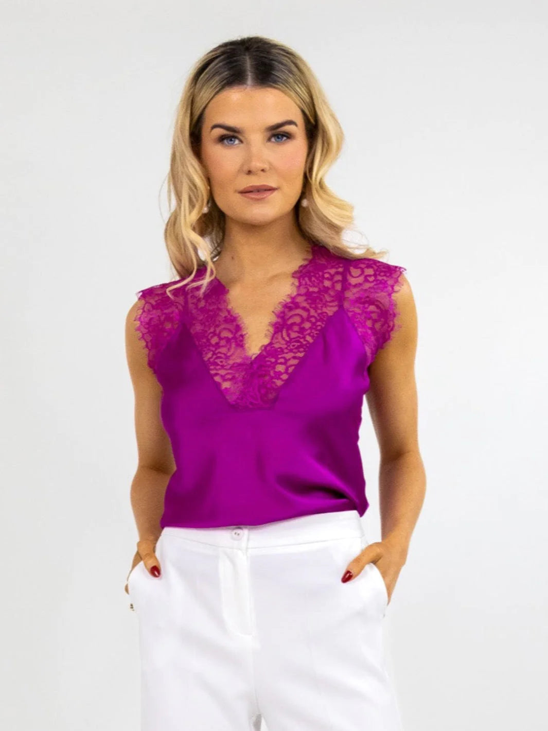 Lauren Cami Top in Magenta - Women's Sleeveless Casual Tank Top for Summer Outfits & Layering