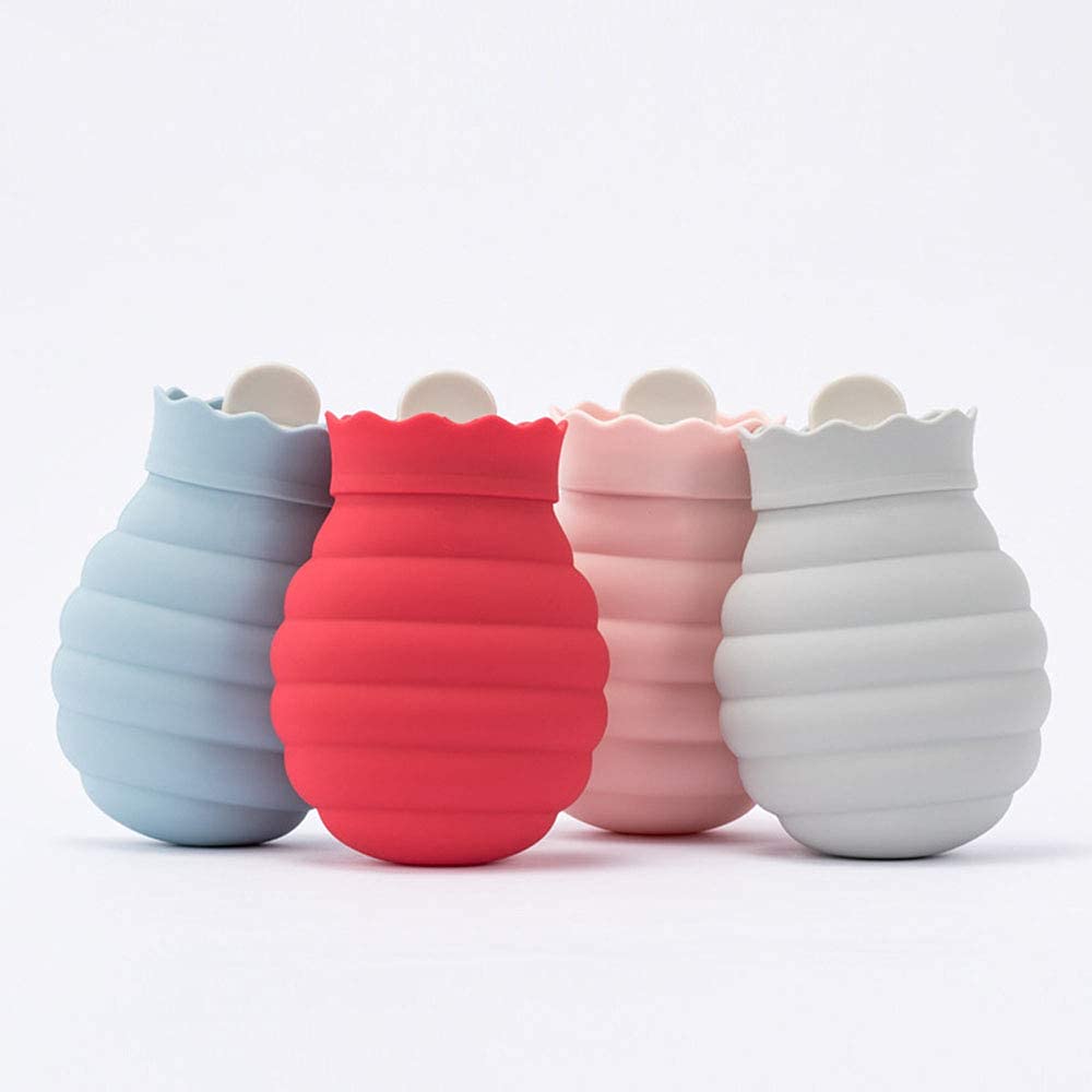 Premium Soft Silicone Hot Water Bottle for Pain Relief - Reusable & Leak-Proof Warm Water Bag - Comfort for Period Cramps, Back Pain & Cold Weather (Gray) - Perfect for Home, Office & Travel Use
